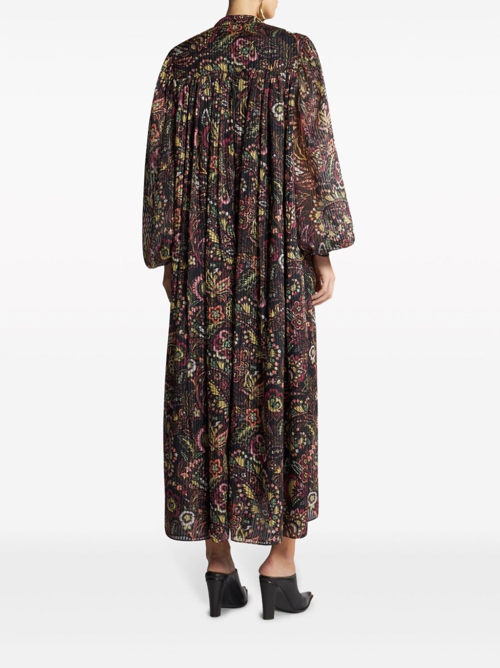 floral-print silk-blend dress - 3