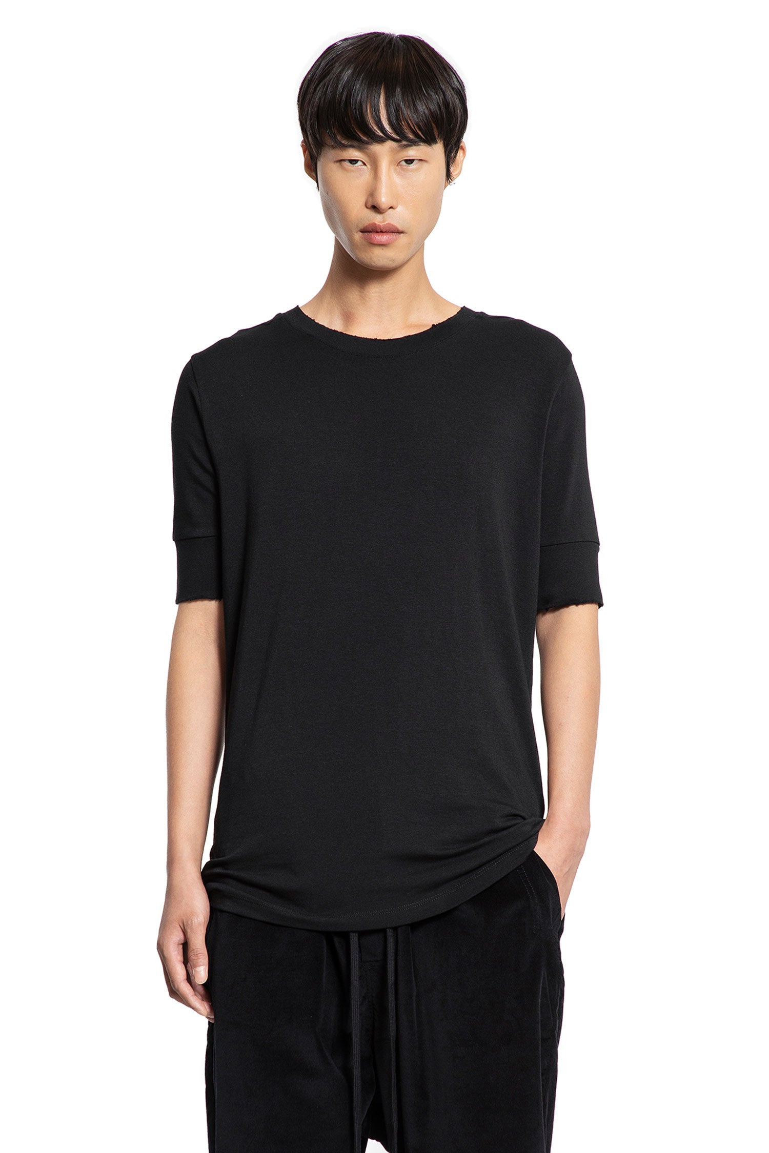 Distressed Stretch Cotton Modal T-shirt - 6