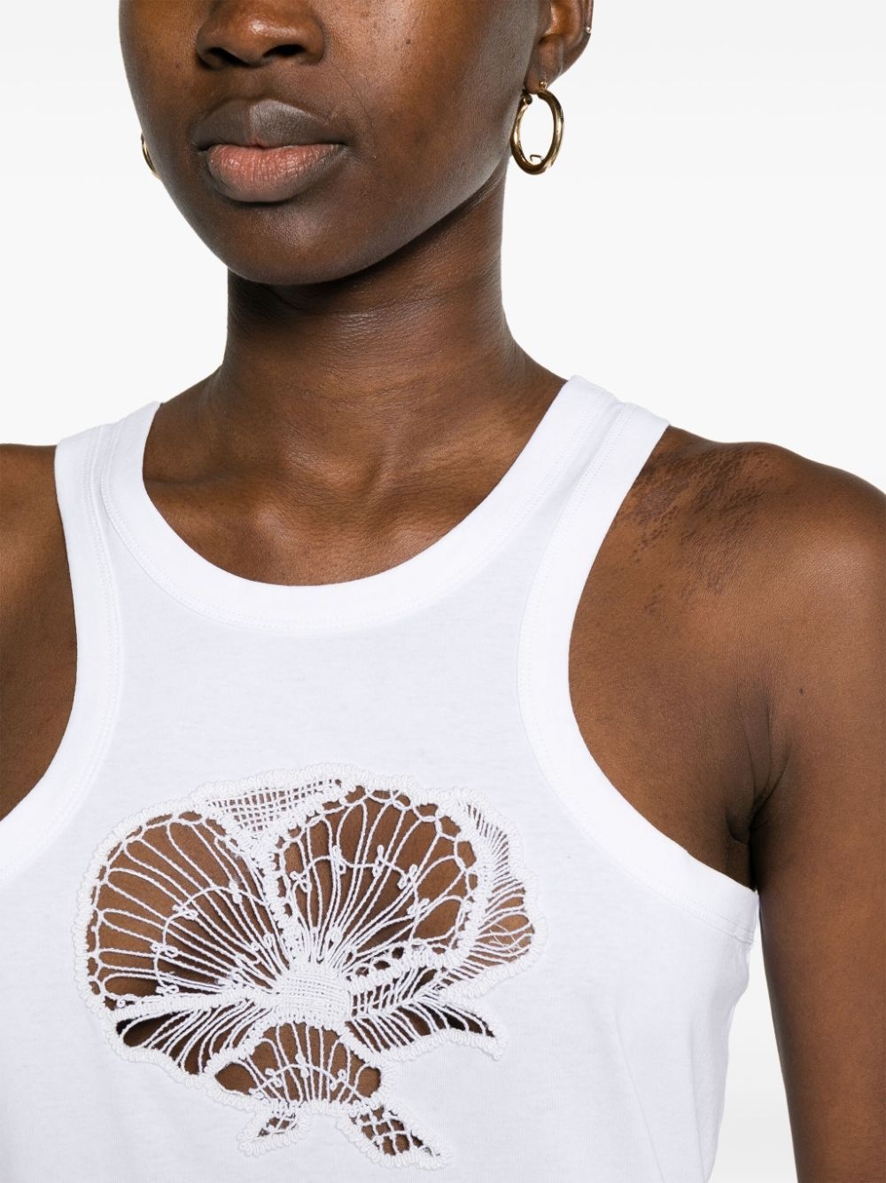 floral-embroidered cotton tank top - 5