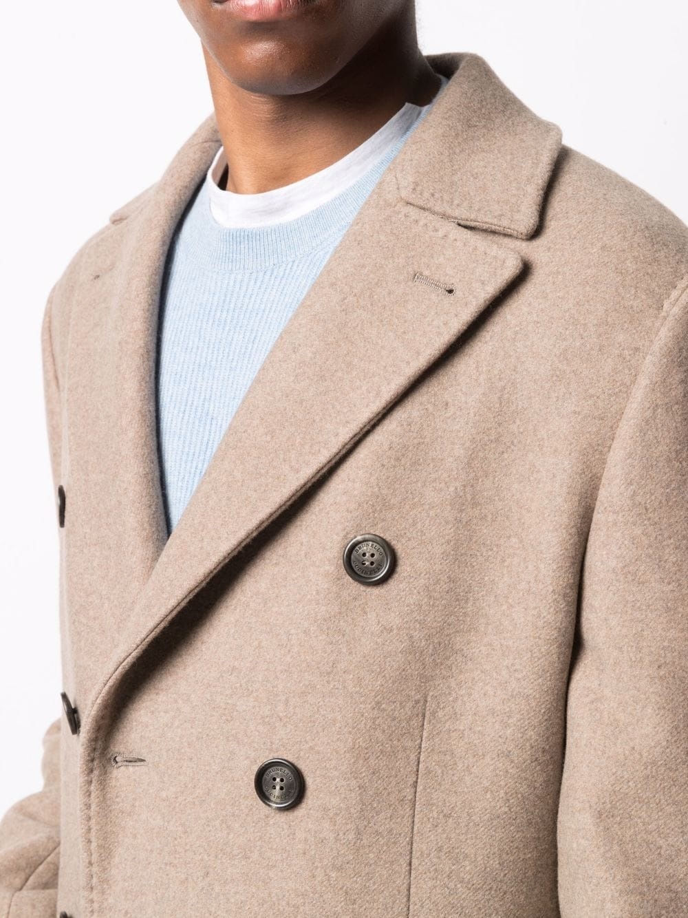 double-breasted virgin wool coat - 5