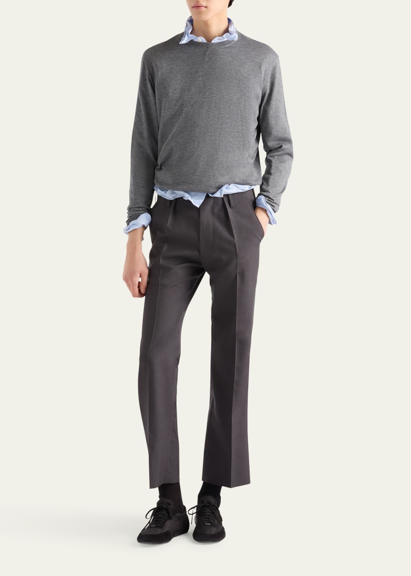 Men's Silk-Cashmere Crew Sweater - 2