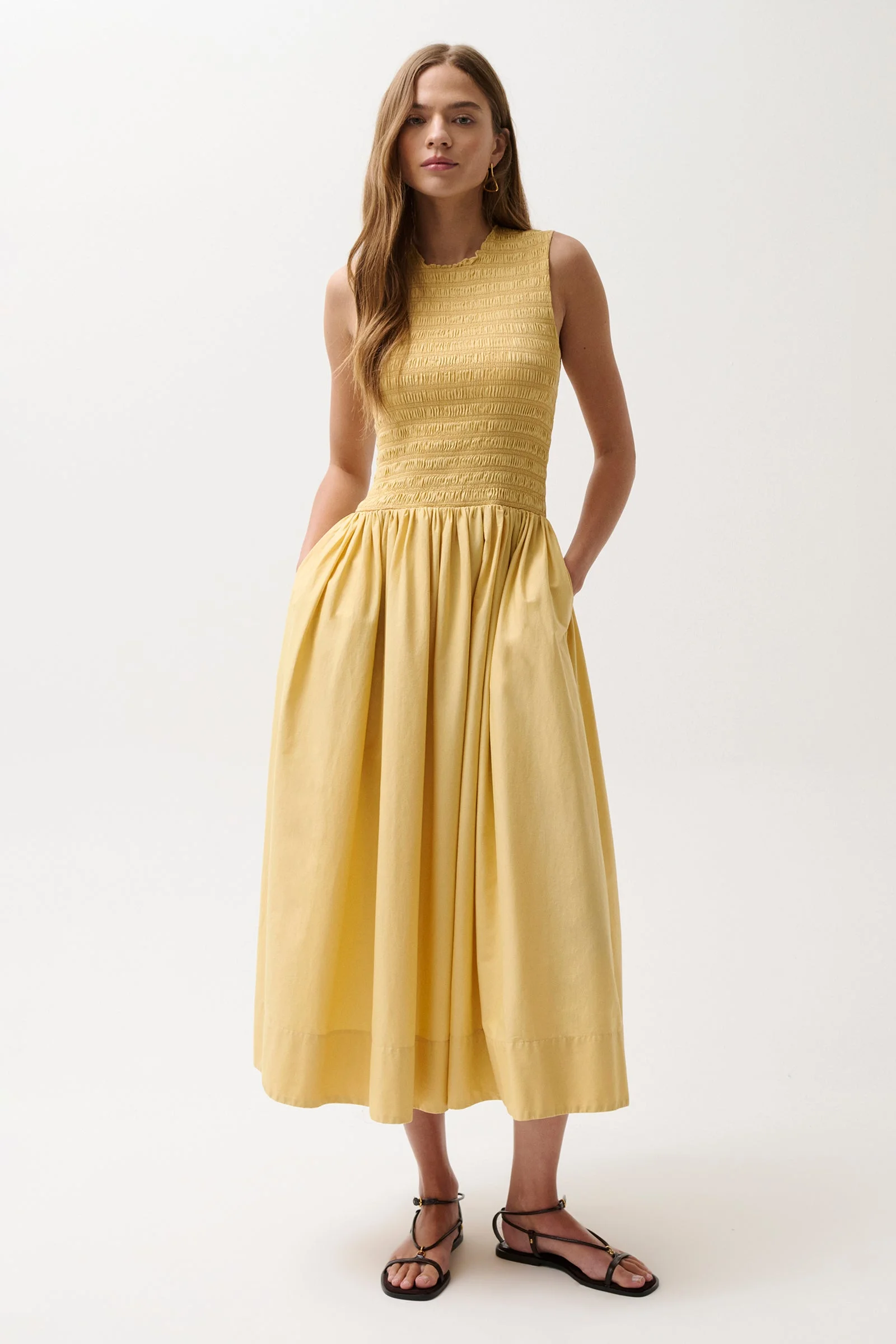 GLADYS SMOCKED BODICE DRESS - LIGHT TURMERIC - 1