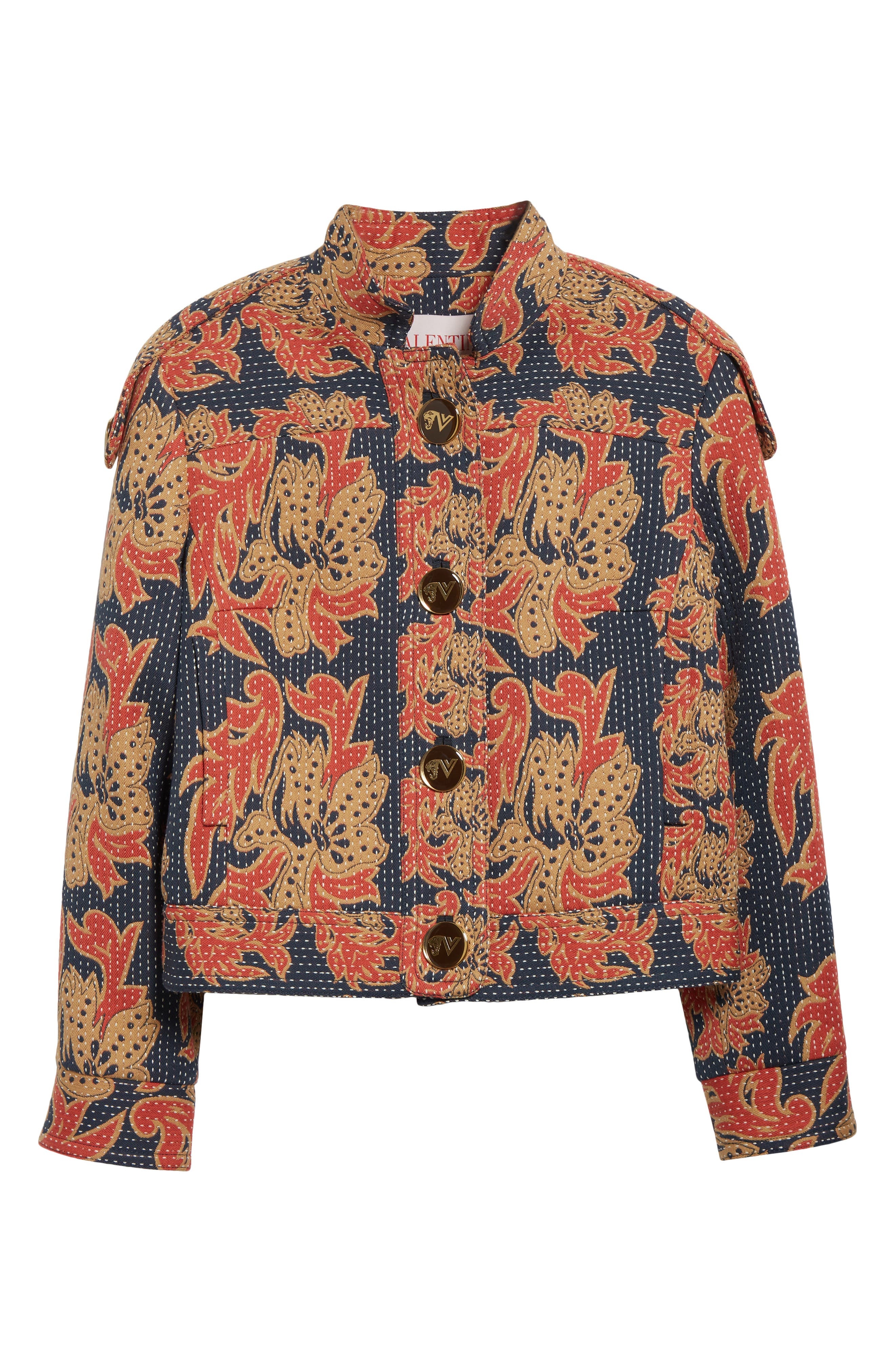 Valentino Garavani Crop Paisley Jacket in Indigo at Nordstrom - 7