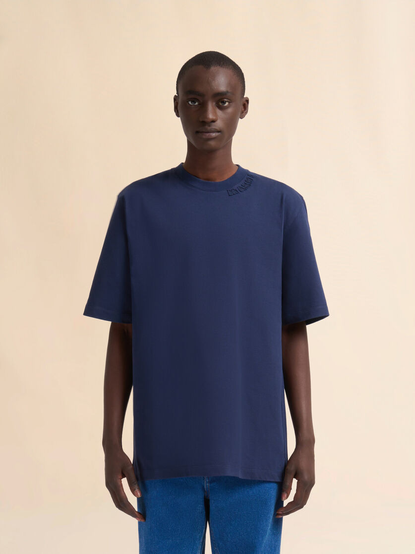 DEEP BLUE ORGANIC COTTON OVERSIZED T-SHIRT WITH MARNI PATCHES - 2