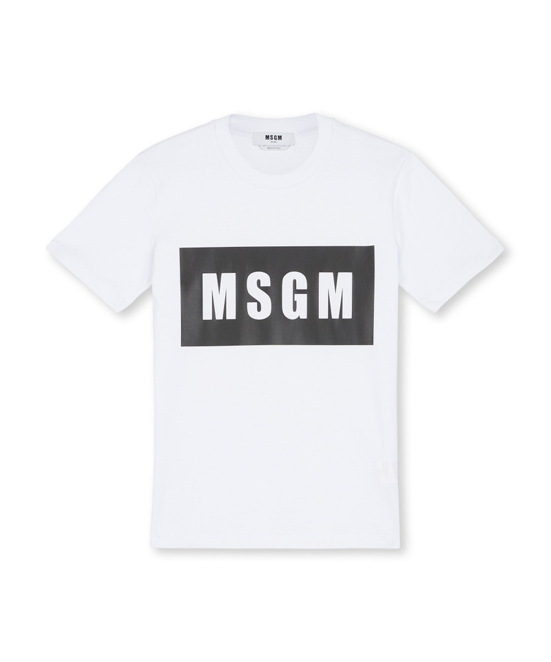 Crew neck T-shirt with MSGM box logo - 1