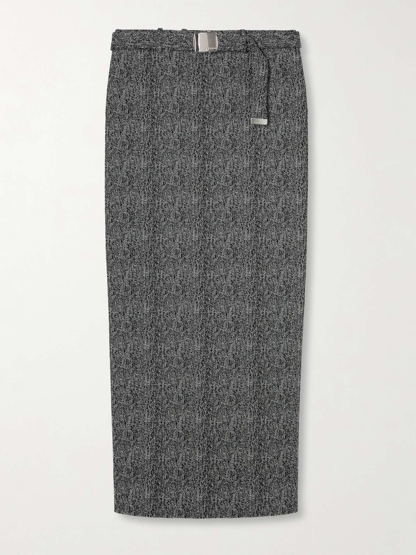 Murray belted herringbone tweed maxi skirt - 1