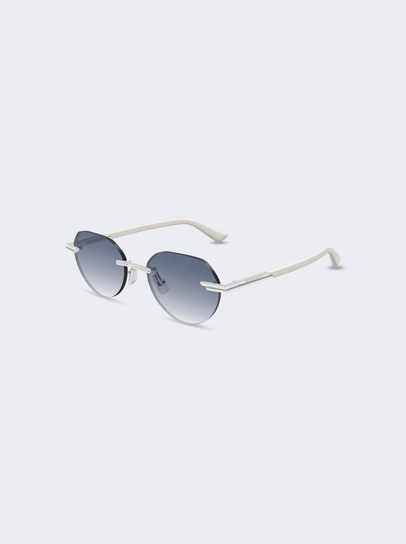 Bottega Veneta Rimless Sunglasses Silver And Blue outlook