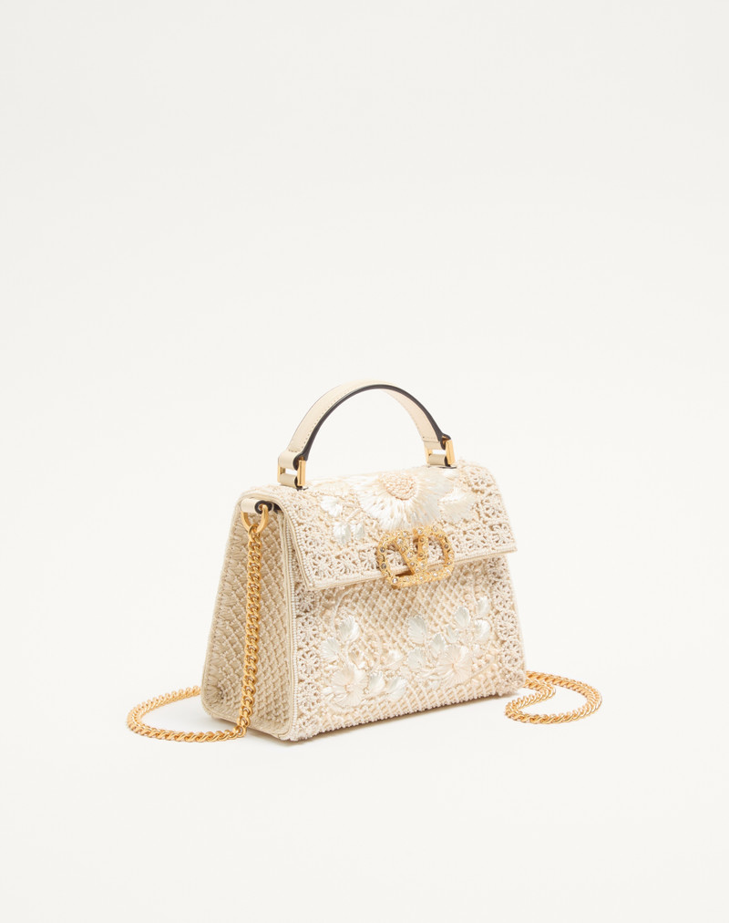VALENTINO GARAVANI MINI VSLING EMBROIDERED HANDBAG WITH JEWEL LOGO 2