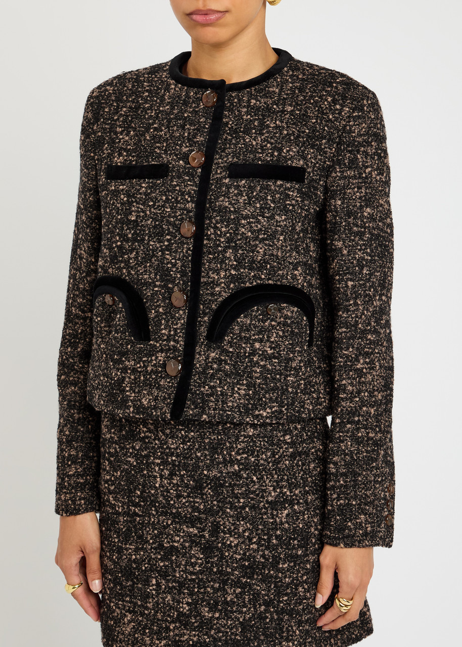 Blaze Milano Shamo Bolero Velvet-trimmed Bouclé Jacket - 2