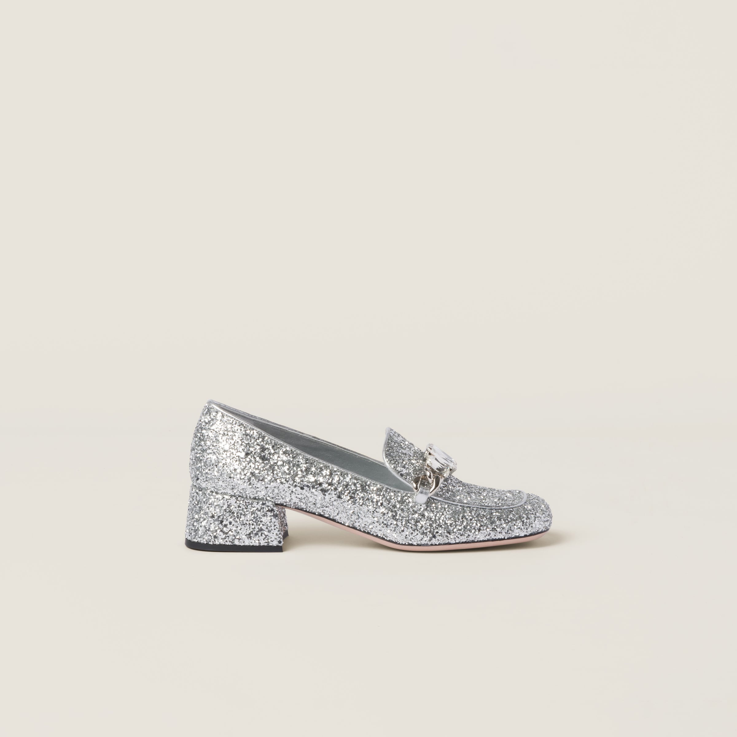 Glitter fabric loafers - 2