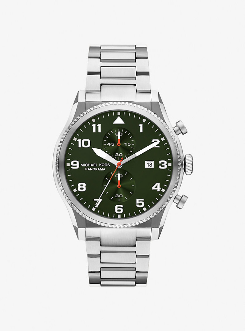 Oversized Panorama Silver-Tone Watch 1