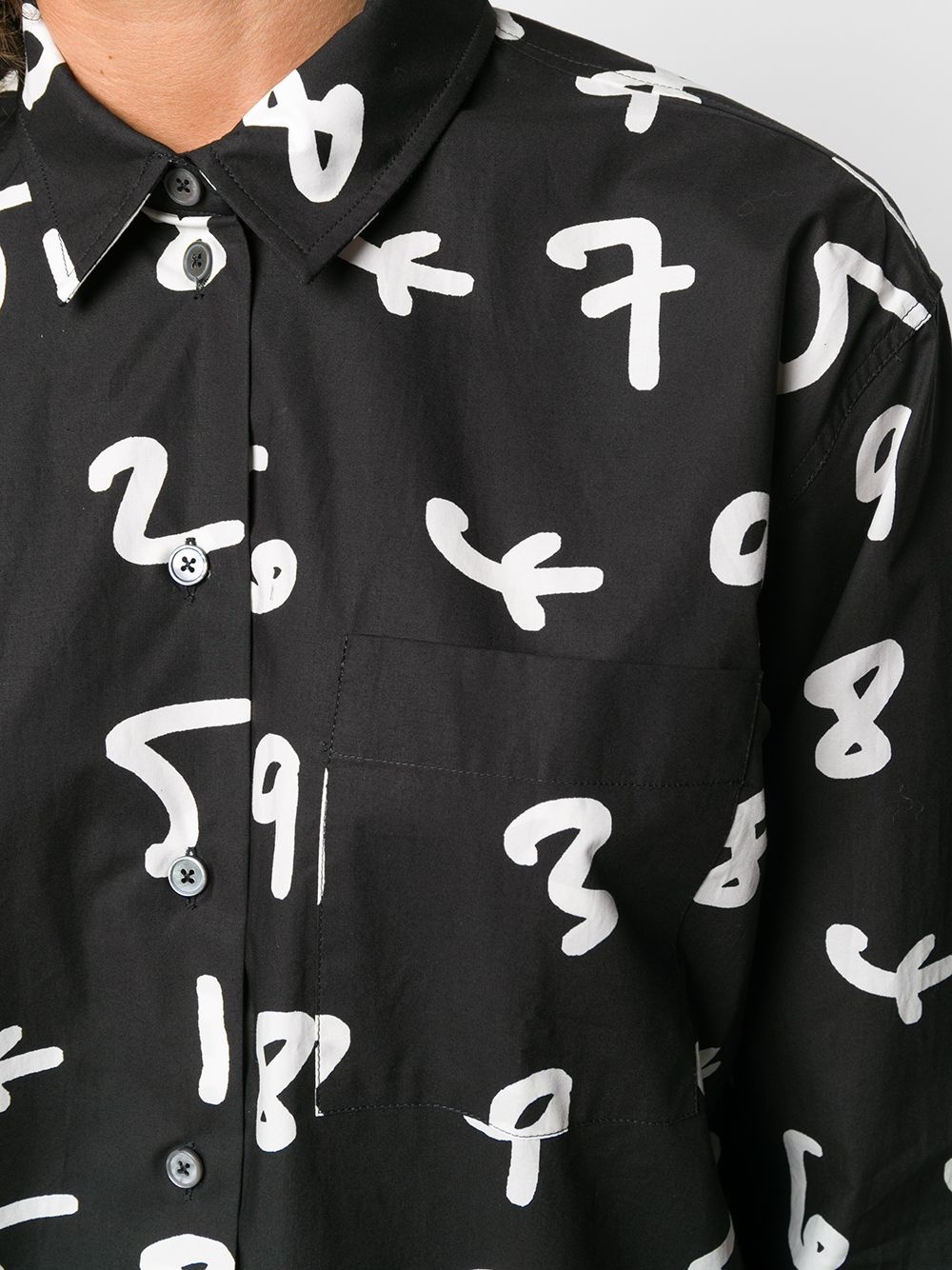 number-print cotton shirt - 5