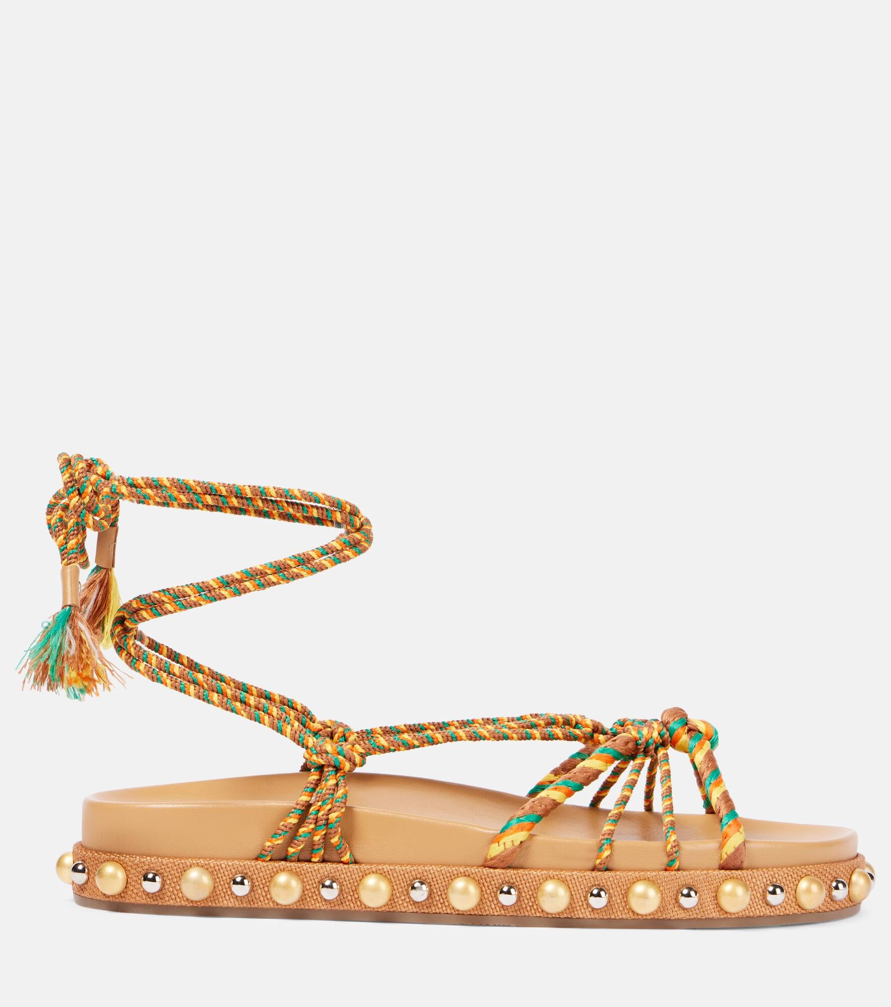 Tropical Rope embellished raffia sandals - 4