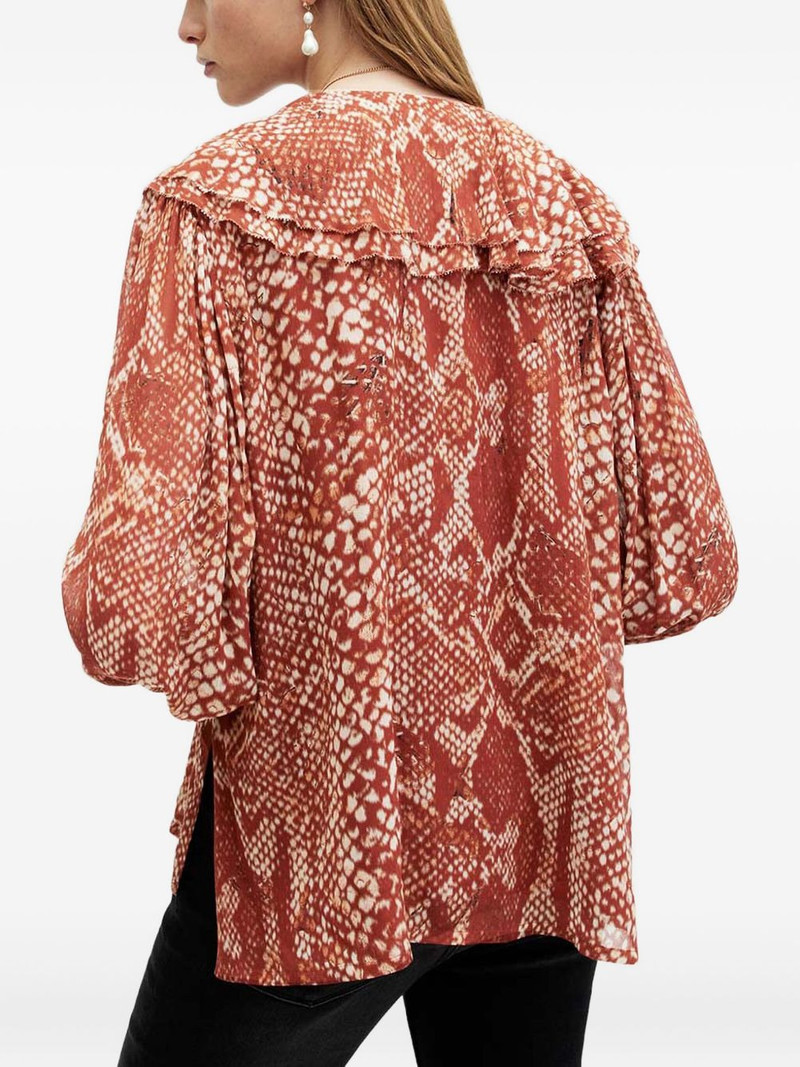 Phoebe ruffle-detail snake-print top 5