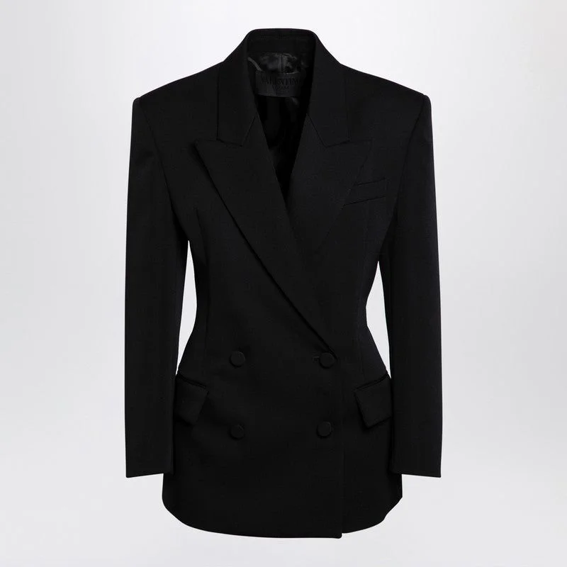 Valentino Black Wool Double-Breasted Jacket Women - 1