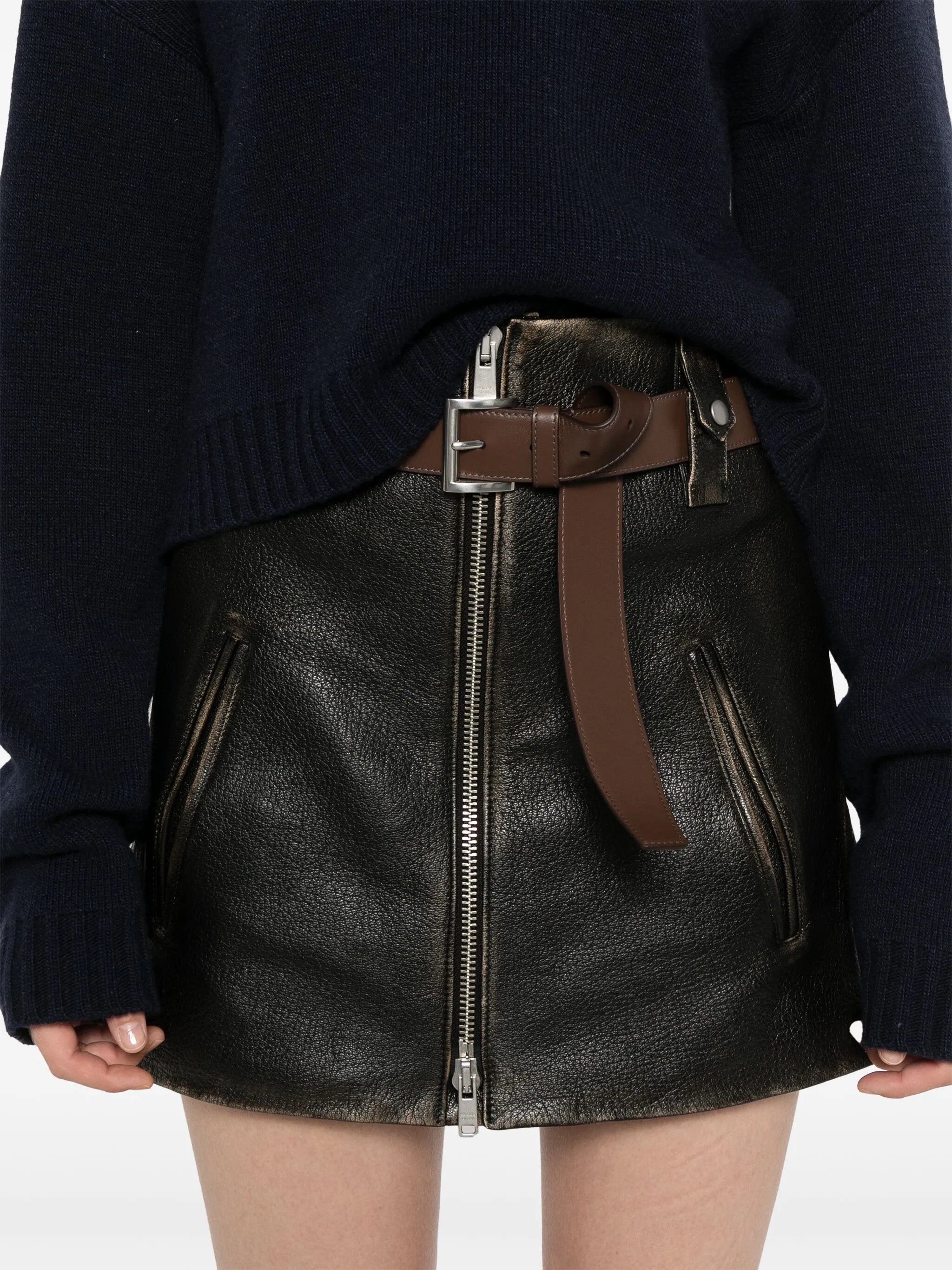 Leather Mini Skirt - 5