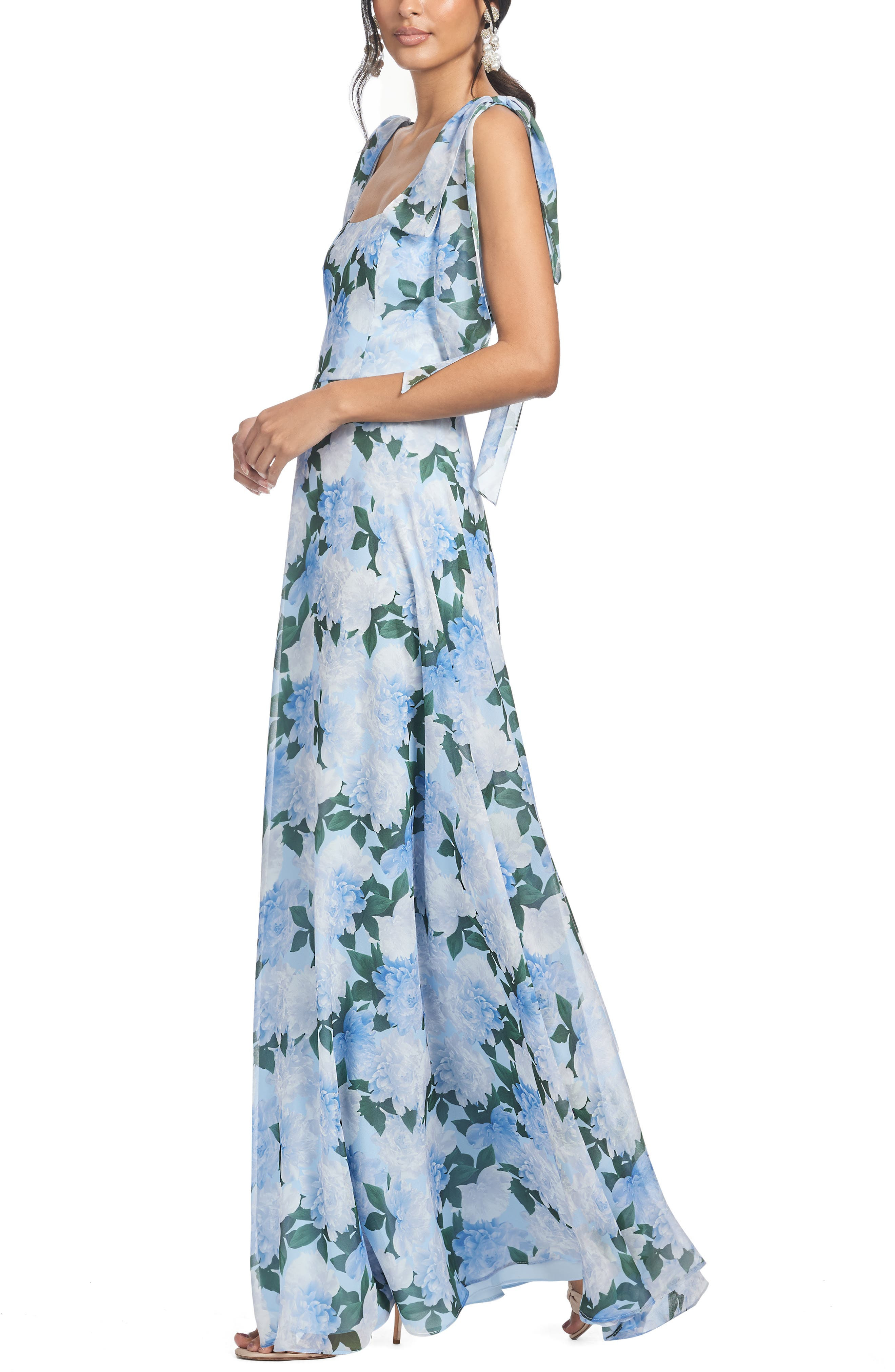 Sachin & Babi Pearl Floral Chiffon Maxi Cocktail Dress in Glacial Peonies at Nordstrom - 3