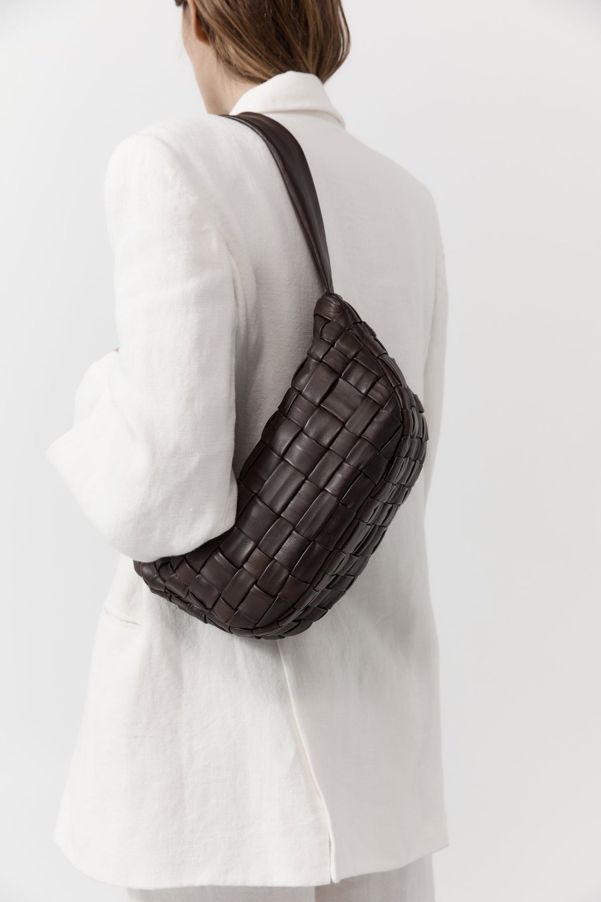 Textured Crescent Bag - Chocolate - 1