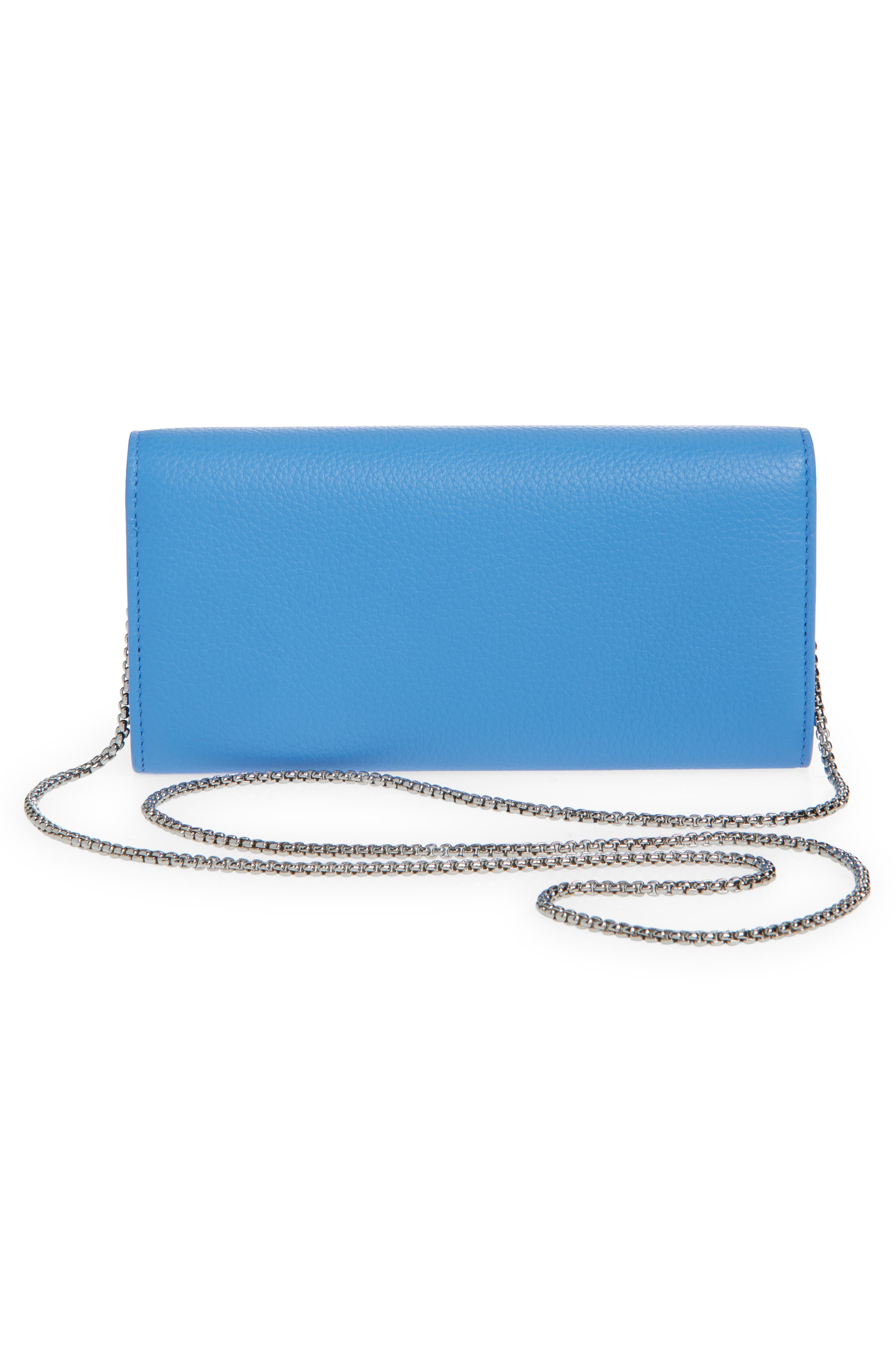 FERRAGAMO Double Gancio Leather Wallet On A Chain in Bleuet/Oxford Blue at Nordstrom - 5