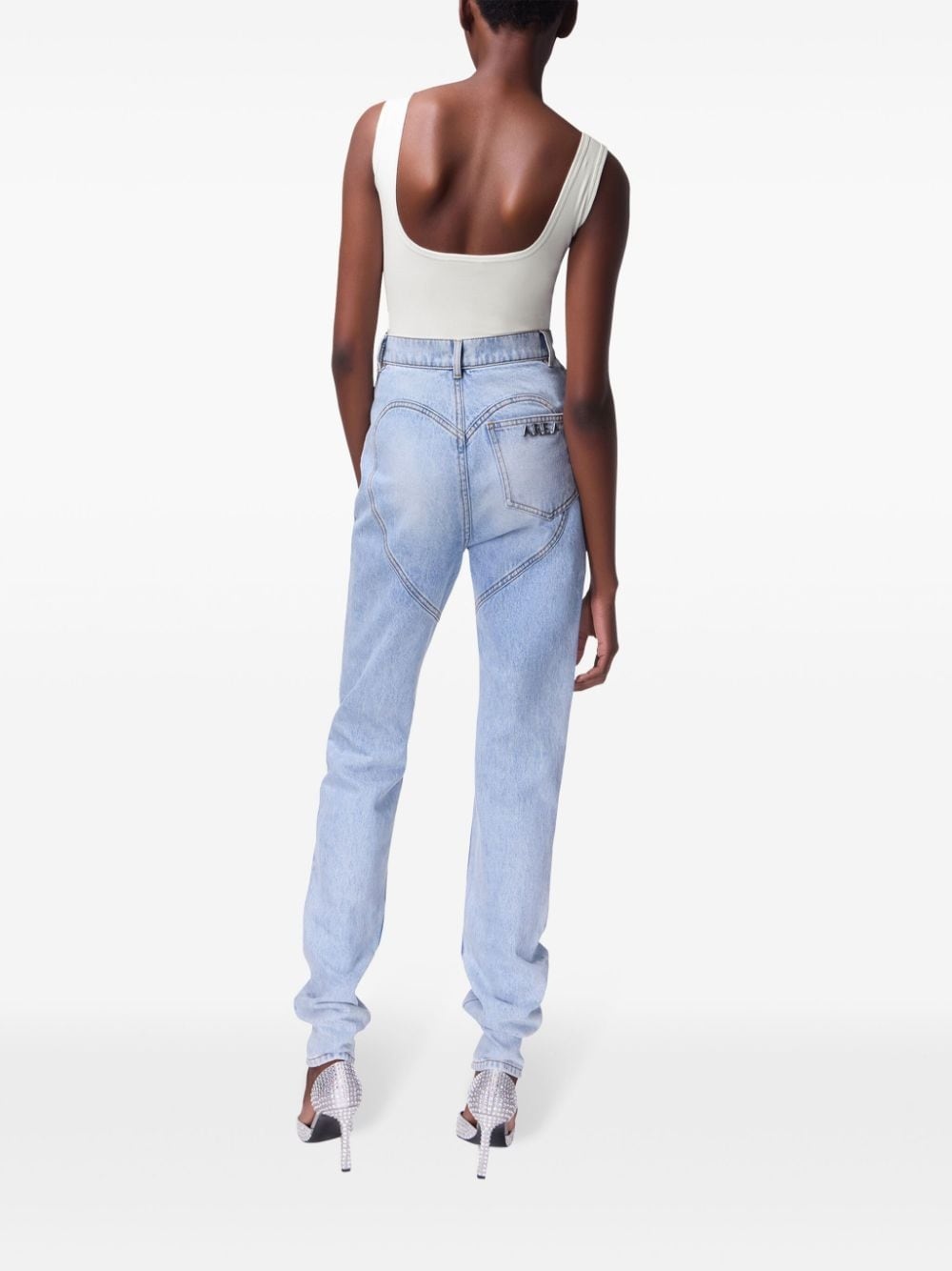 Flower Corsage ankle-zip jeans - 6