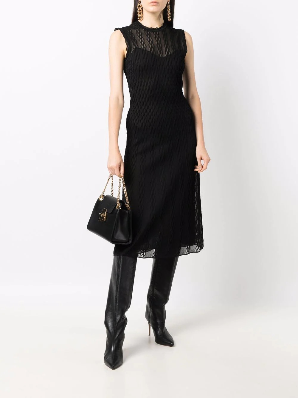 open-knit midi dress - 2