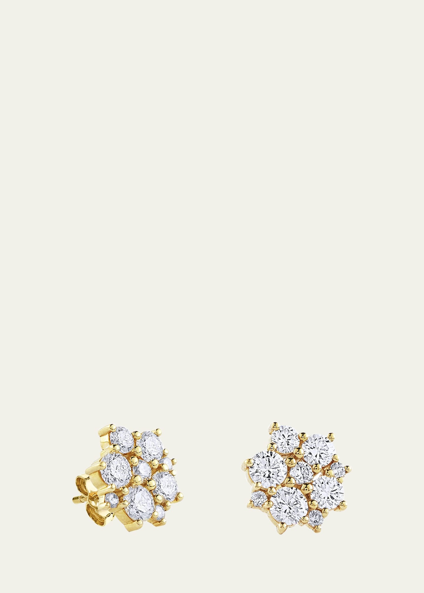 14K Yellow Gold Cocktail Disco Diamond Stud Earrings - 1