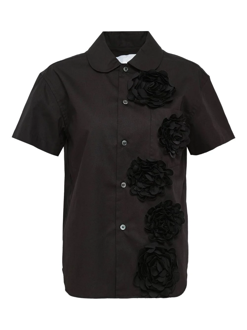 rose-embellished short-sleeved shirt - 1
