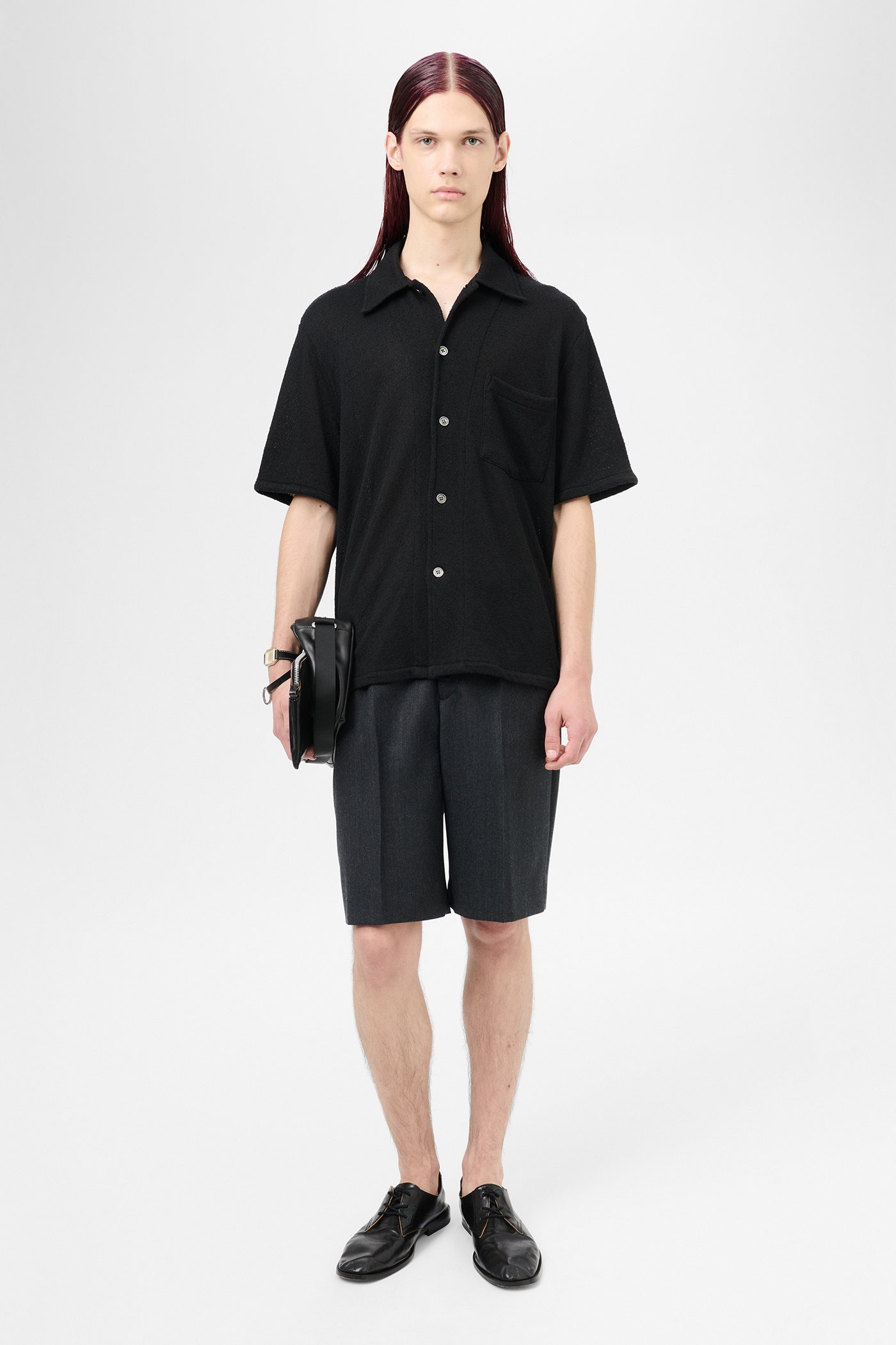 Box Shirt Shortsleeve Black Boucle - 2