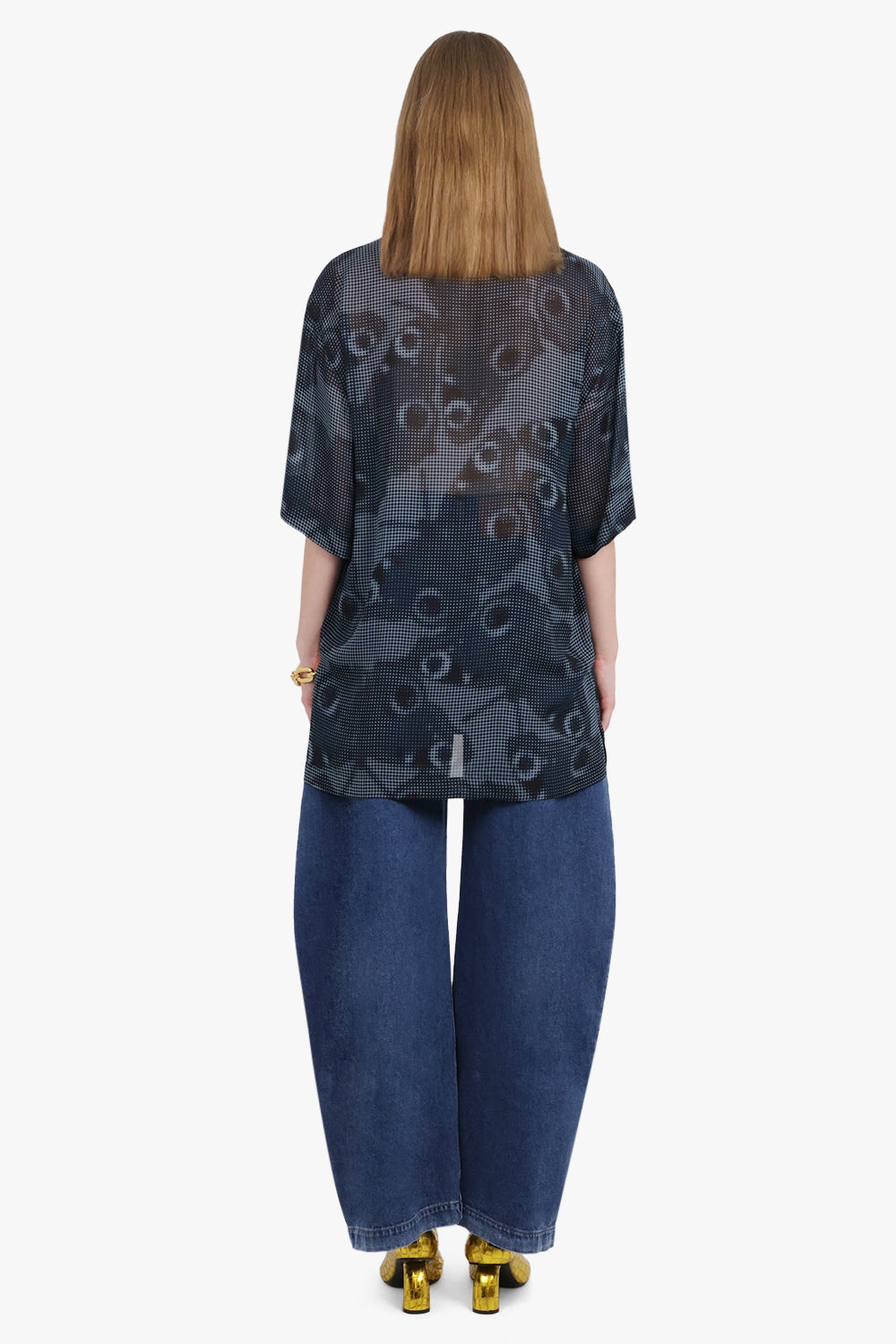 GRAPHIC ABSTRACT PRINT S/S RELAXED SHIRT | PETROL BLUE - 5
