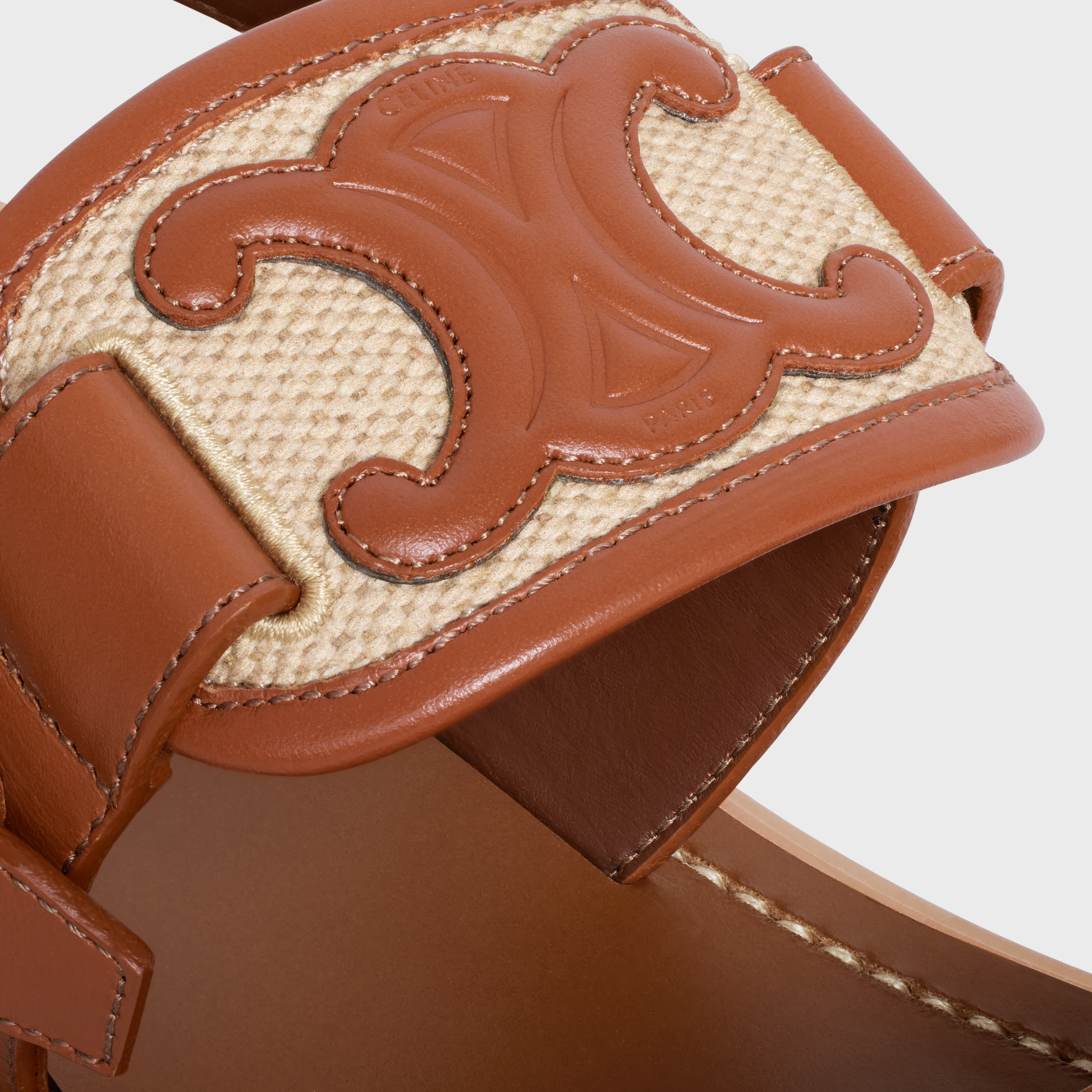 CELINE CLEA TRIOMPHE SANDAL in CALFSKIN - VEGETAL TANNING & CANVAS - 5