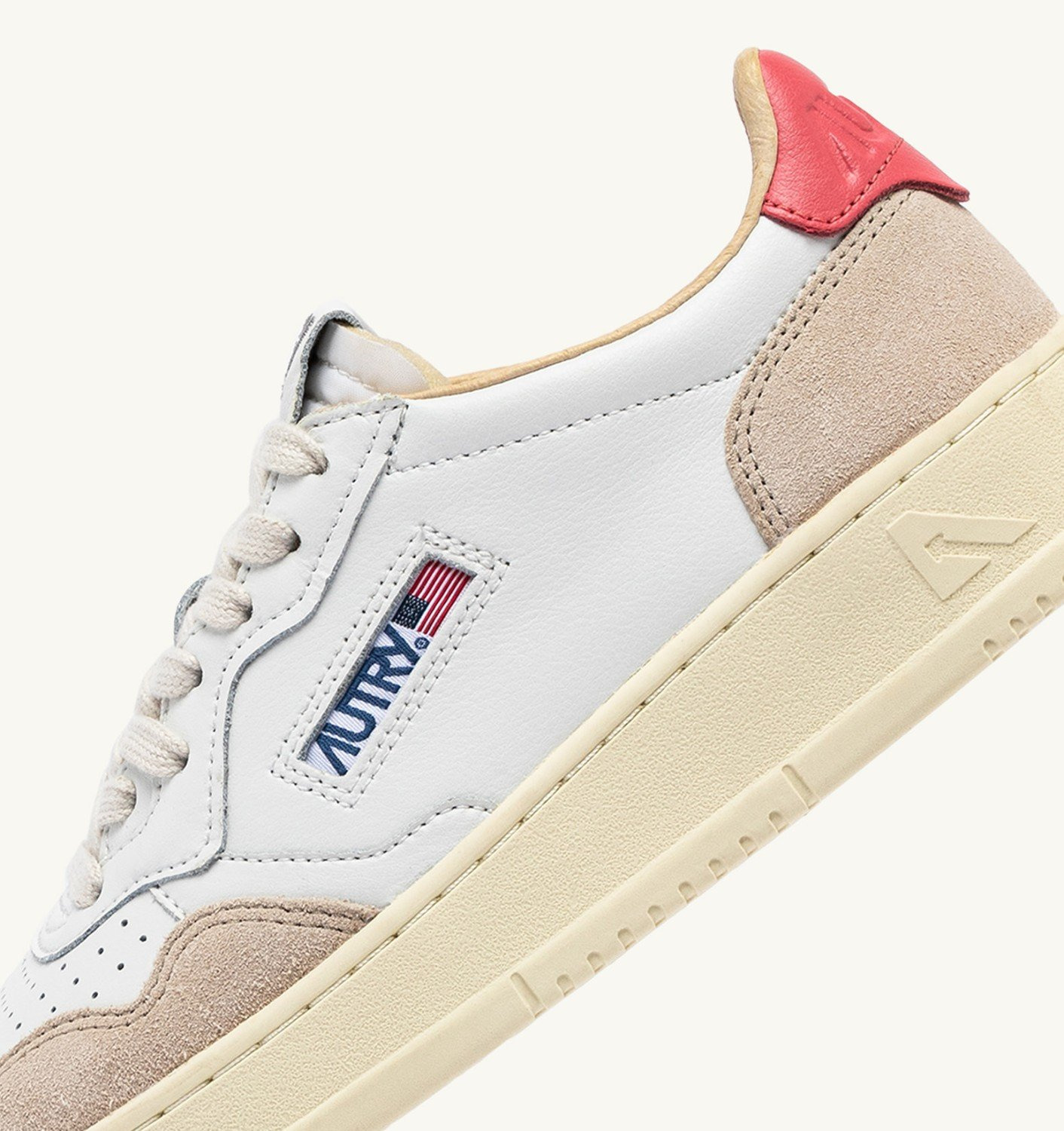 MEDALIST LOW SNEAKERS IN WHITE AND TEAROSE LEATHER SUEDE - 6