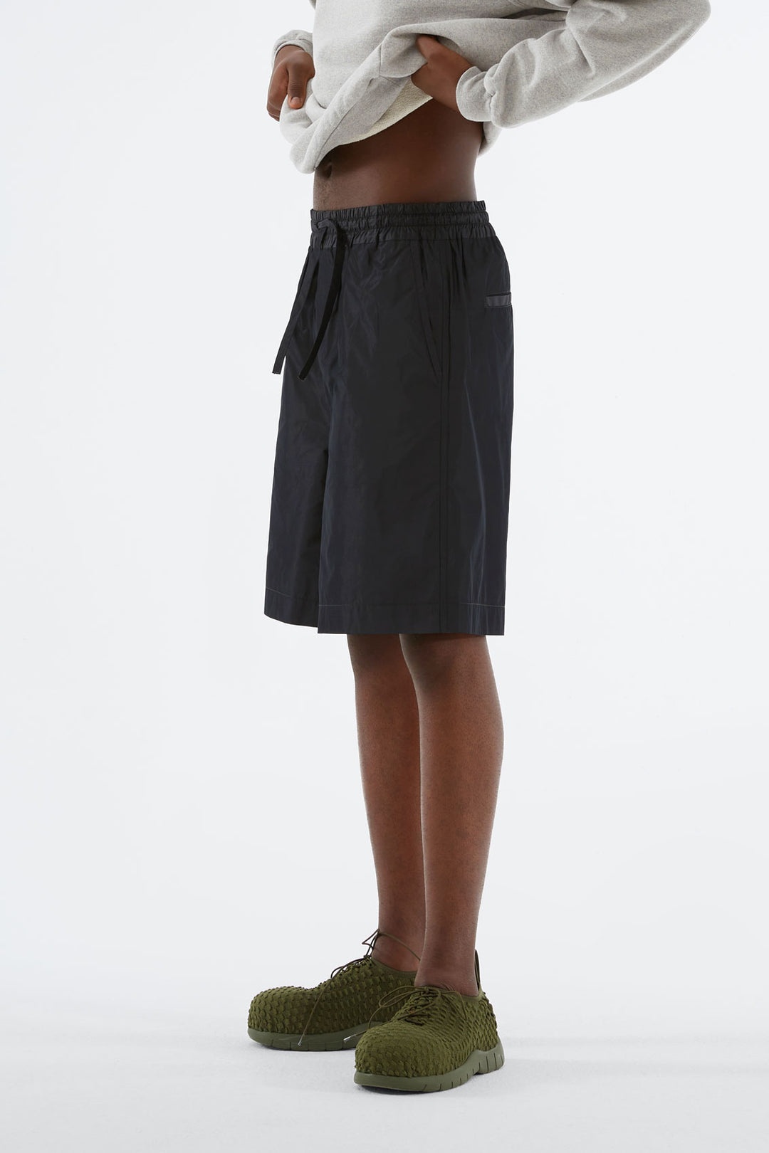 DARK GREY SHORT ELASTIC PANTS - 1