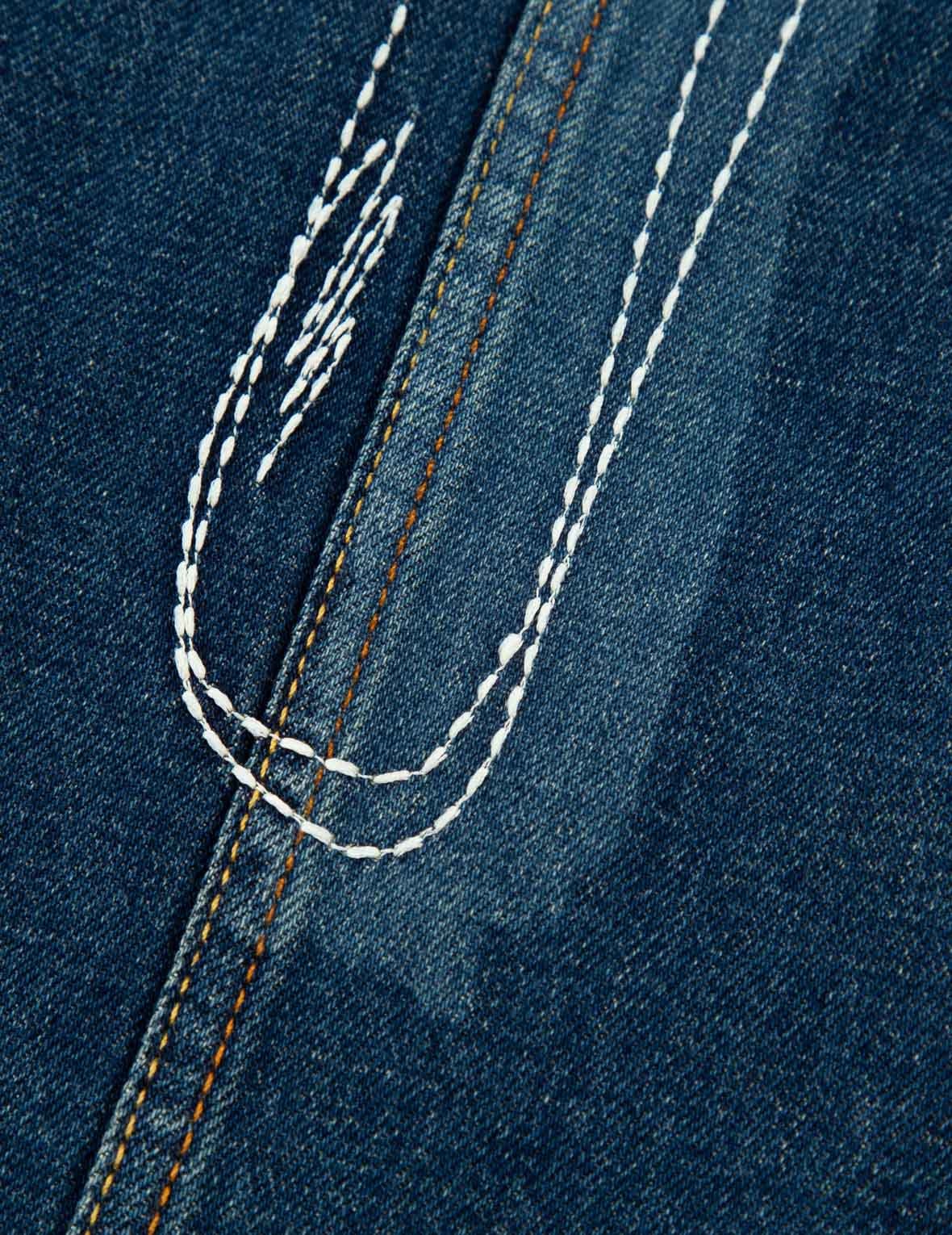 DAICOCK DISCHARGED PRINT AND STITCHING DENIM JACKET - 14