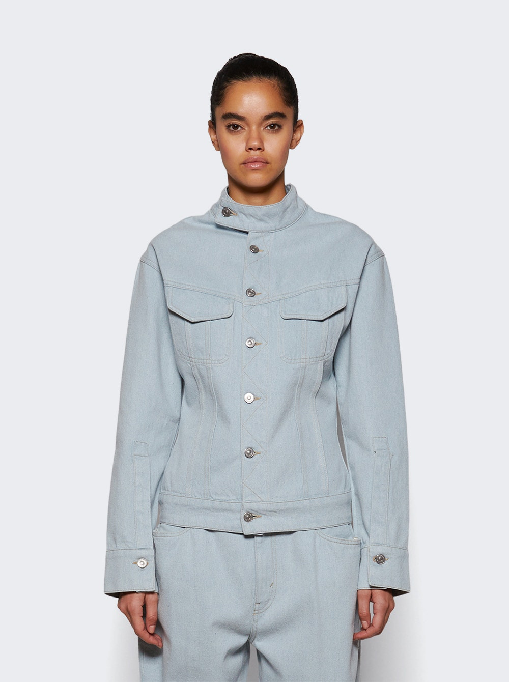 Sculptural Denim Jacket Light Blue - 2