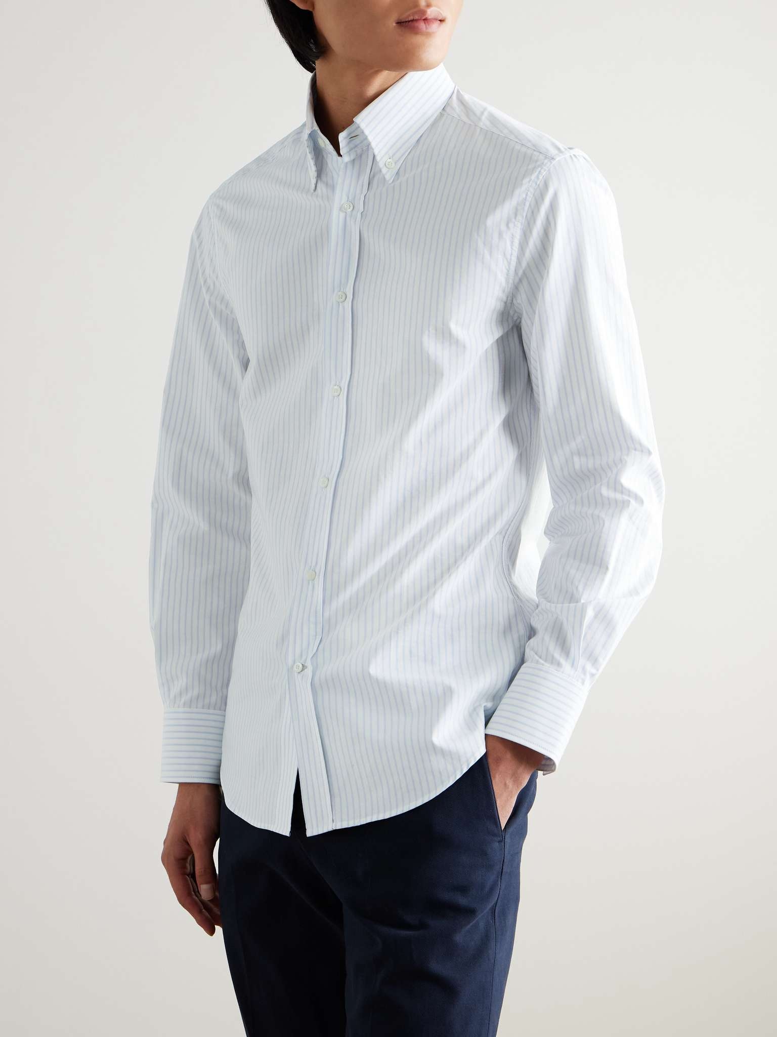 Button-Down Collar Striped Cotton Shirt - 3