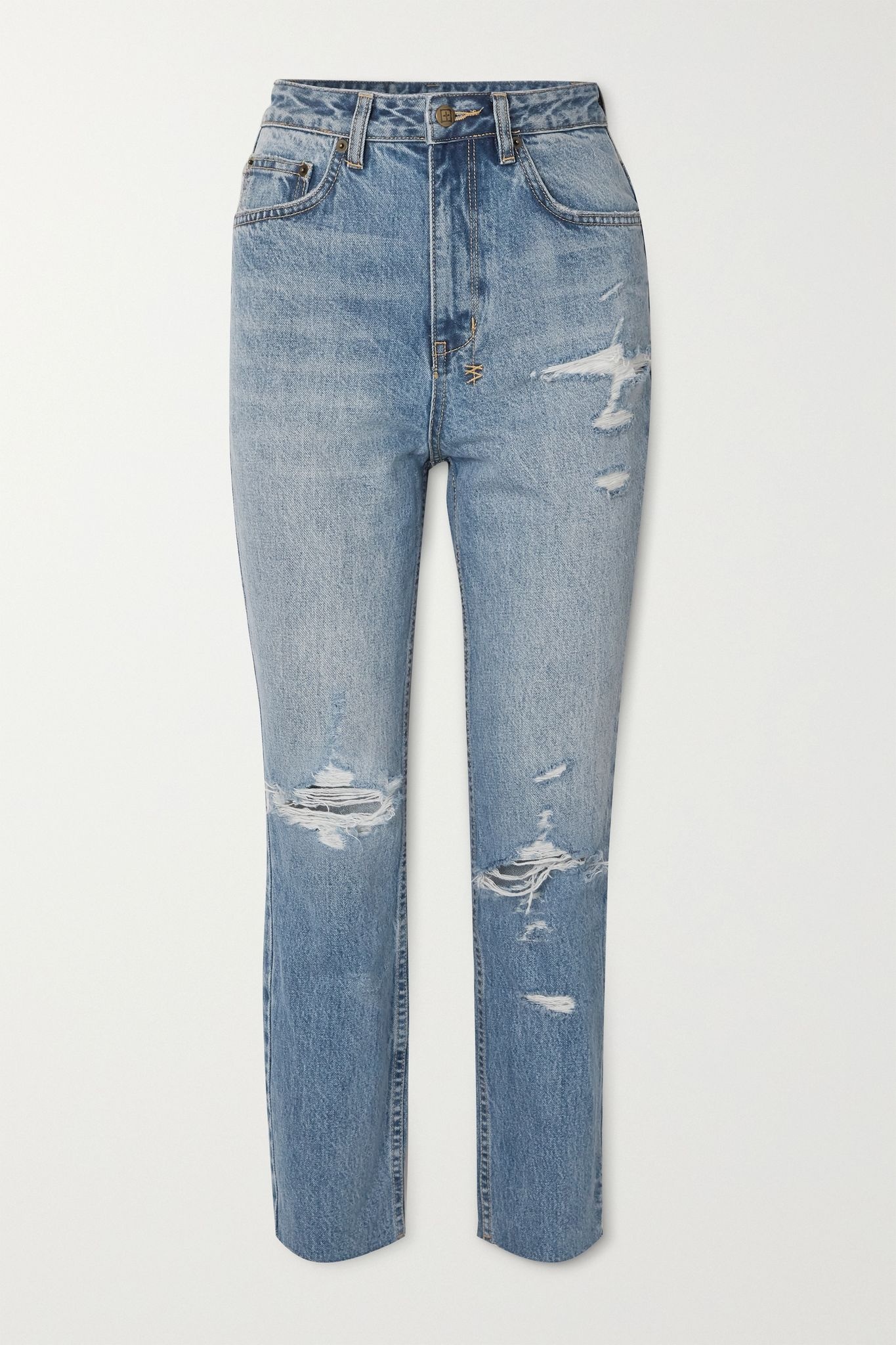 Chlo Wasted distressed high-rise straight-leg jeans - 1