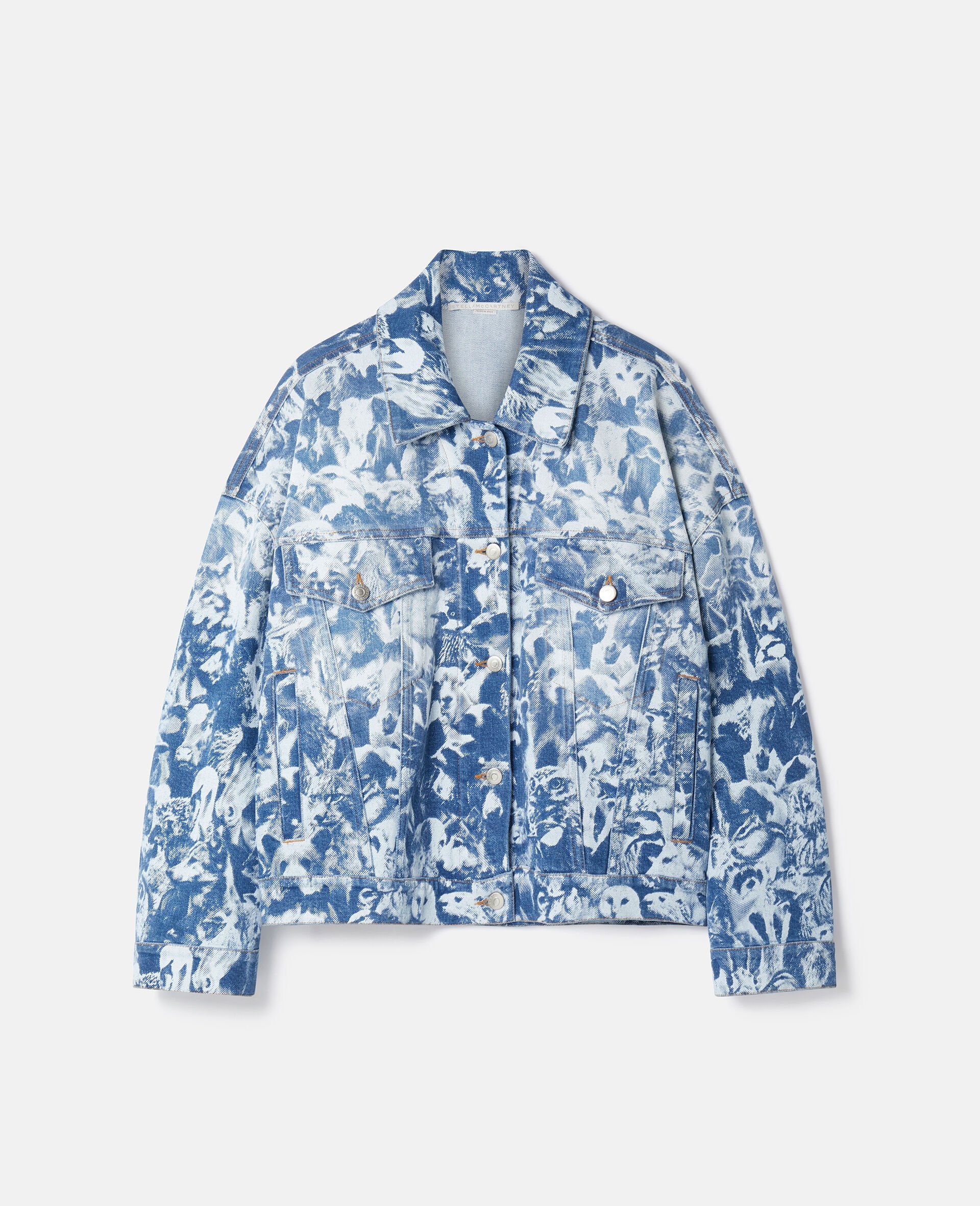 Animal Forest Print Denim Jacket - 1