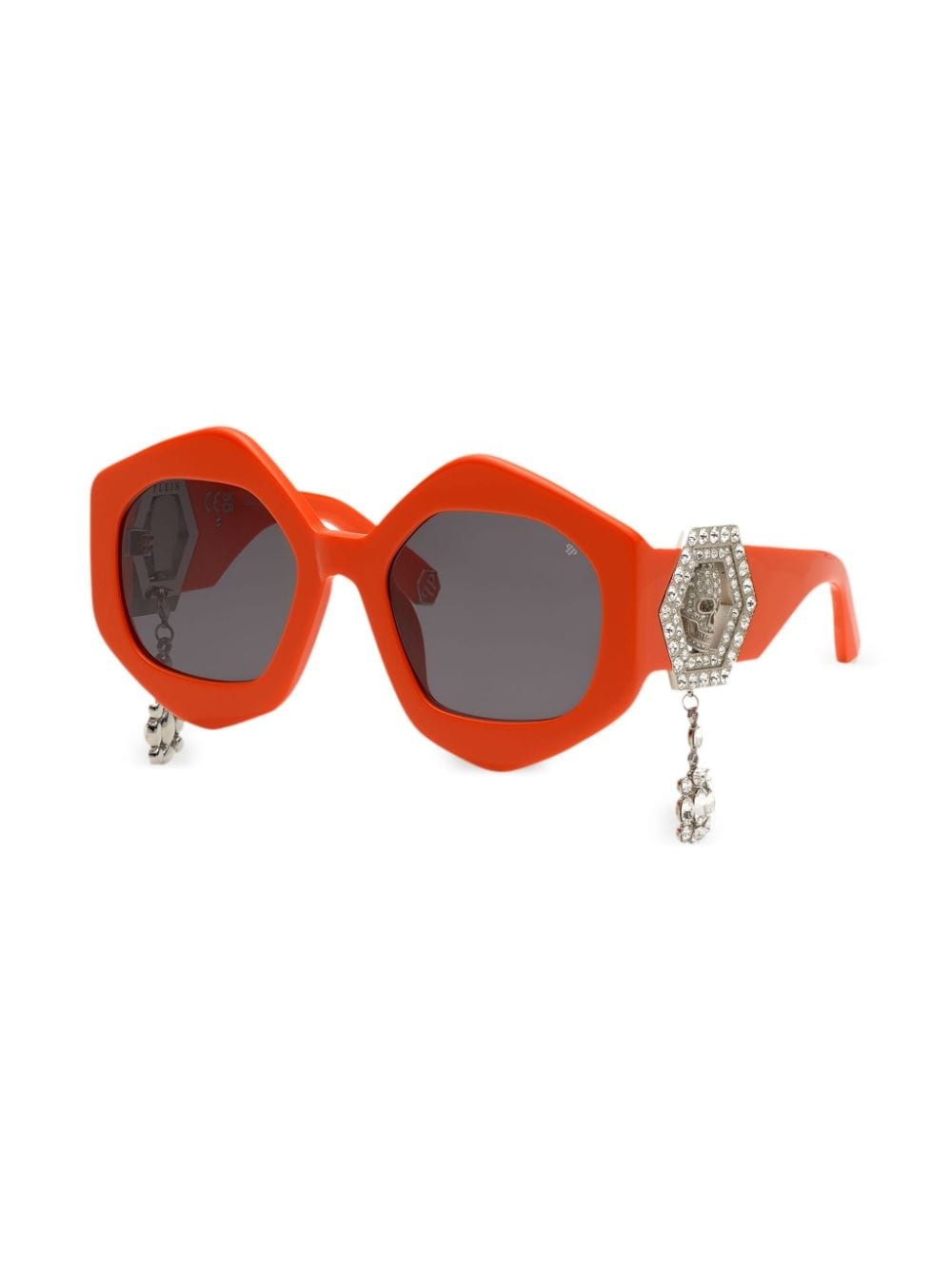 skull-charm hexagon-frame sunglasses - 2