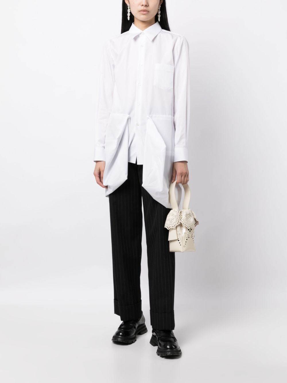 asymmetric-hem cotton shirt - 2