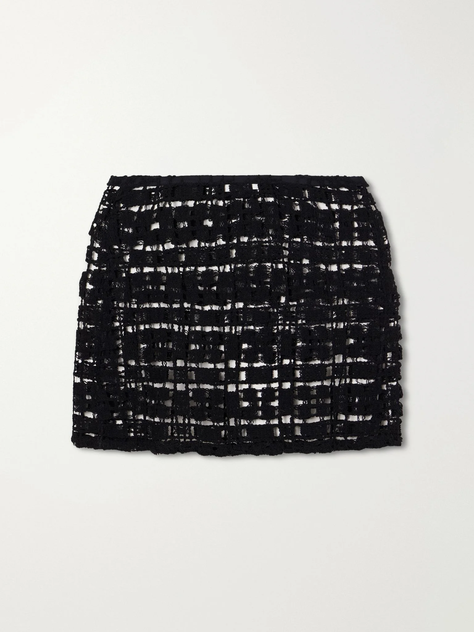 Sun crocheted cotton mini skirt Black - 1