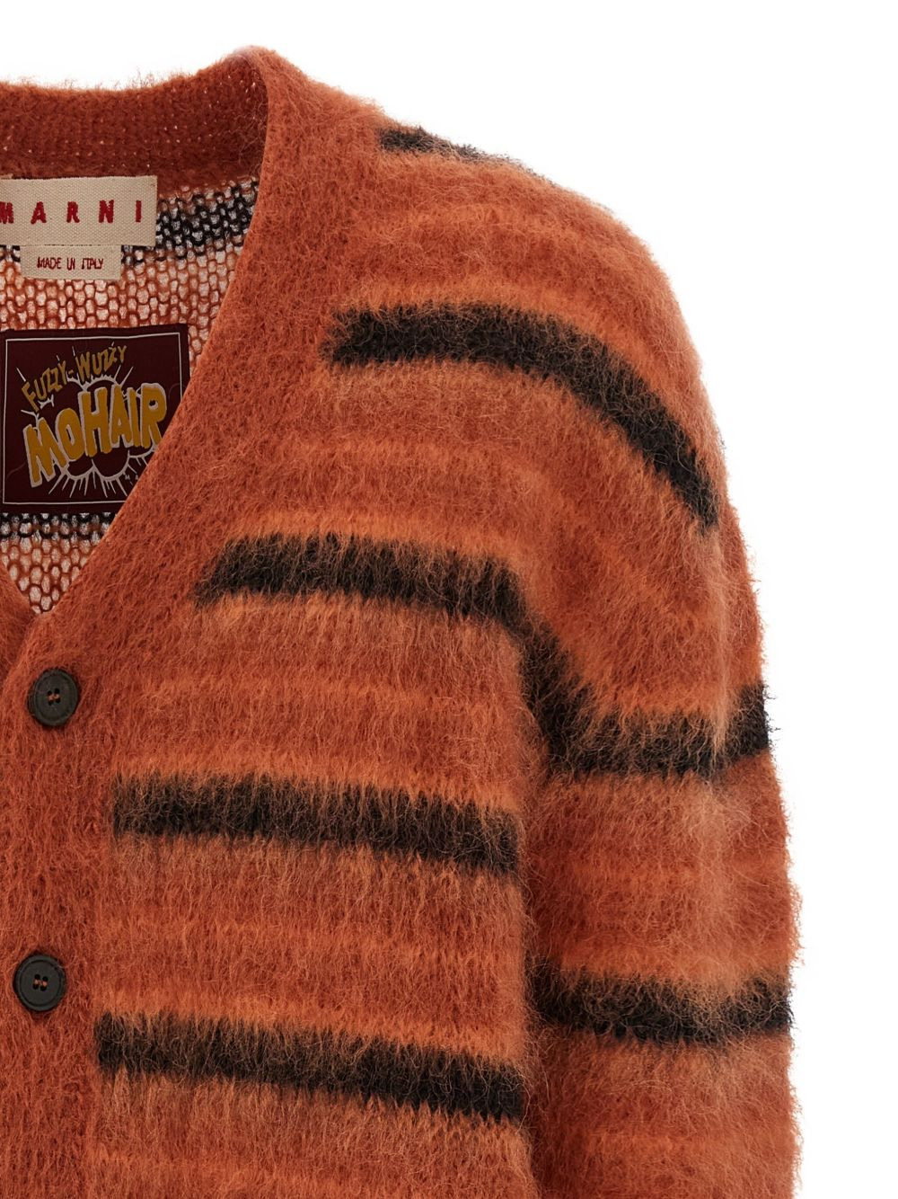 brushed striped cardigan - 4