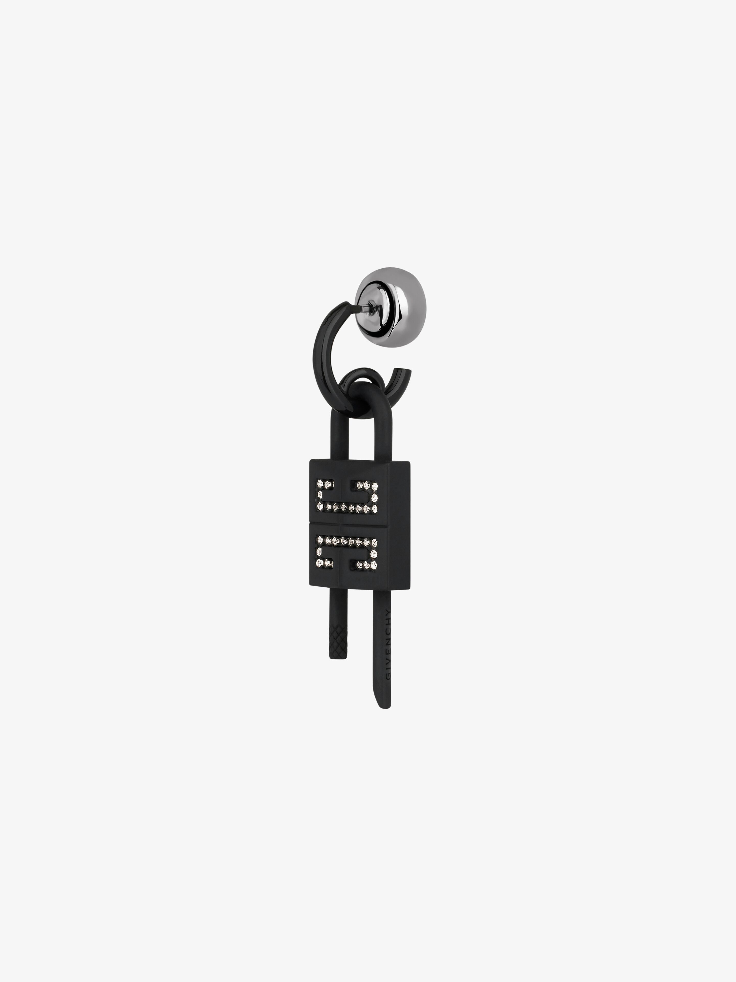 LOCK EARRING IN METAL WITH CRYSTALS - 2