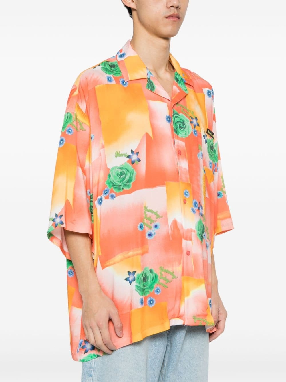 floral-print logo-patch shirt - 3