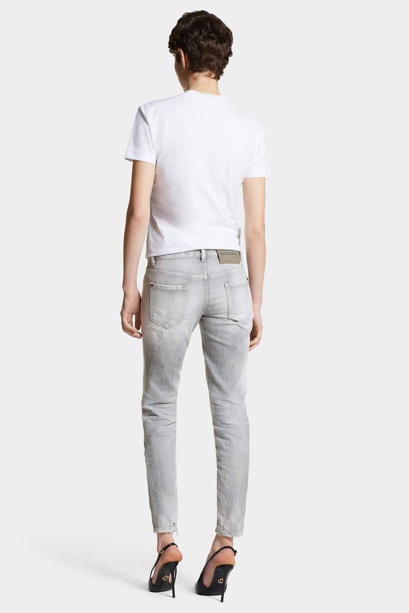BRUSHED GREY WASH MEDIUM WAIST JENNIFER JEANS - 4