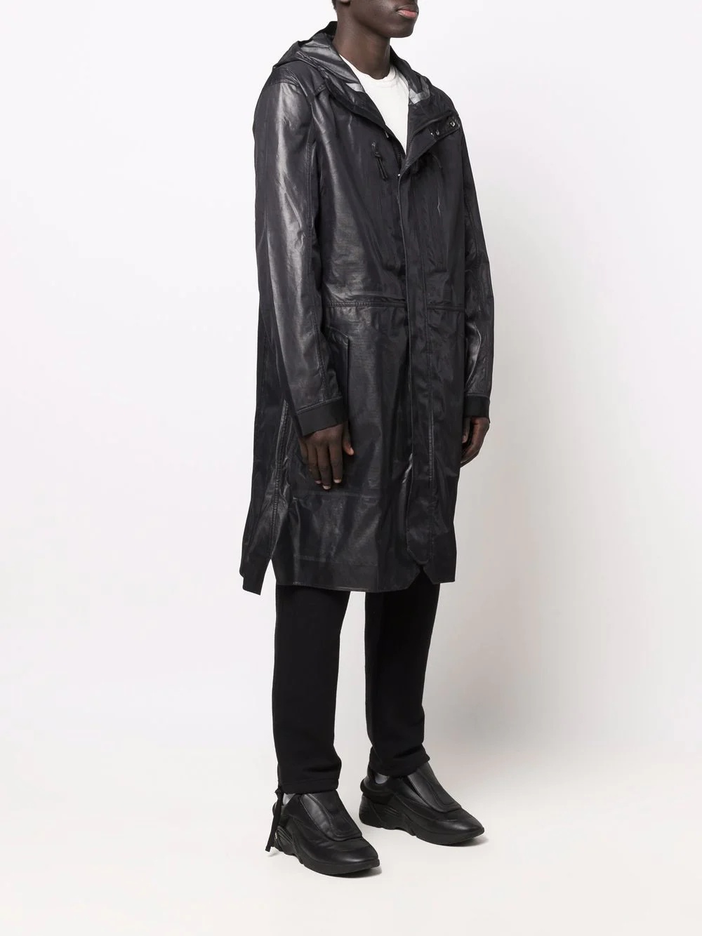 high-shine hooded raincoat - 3