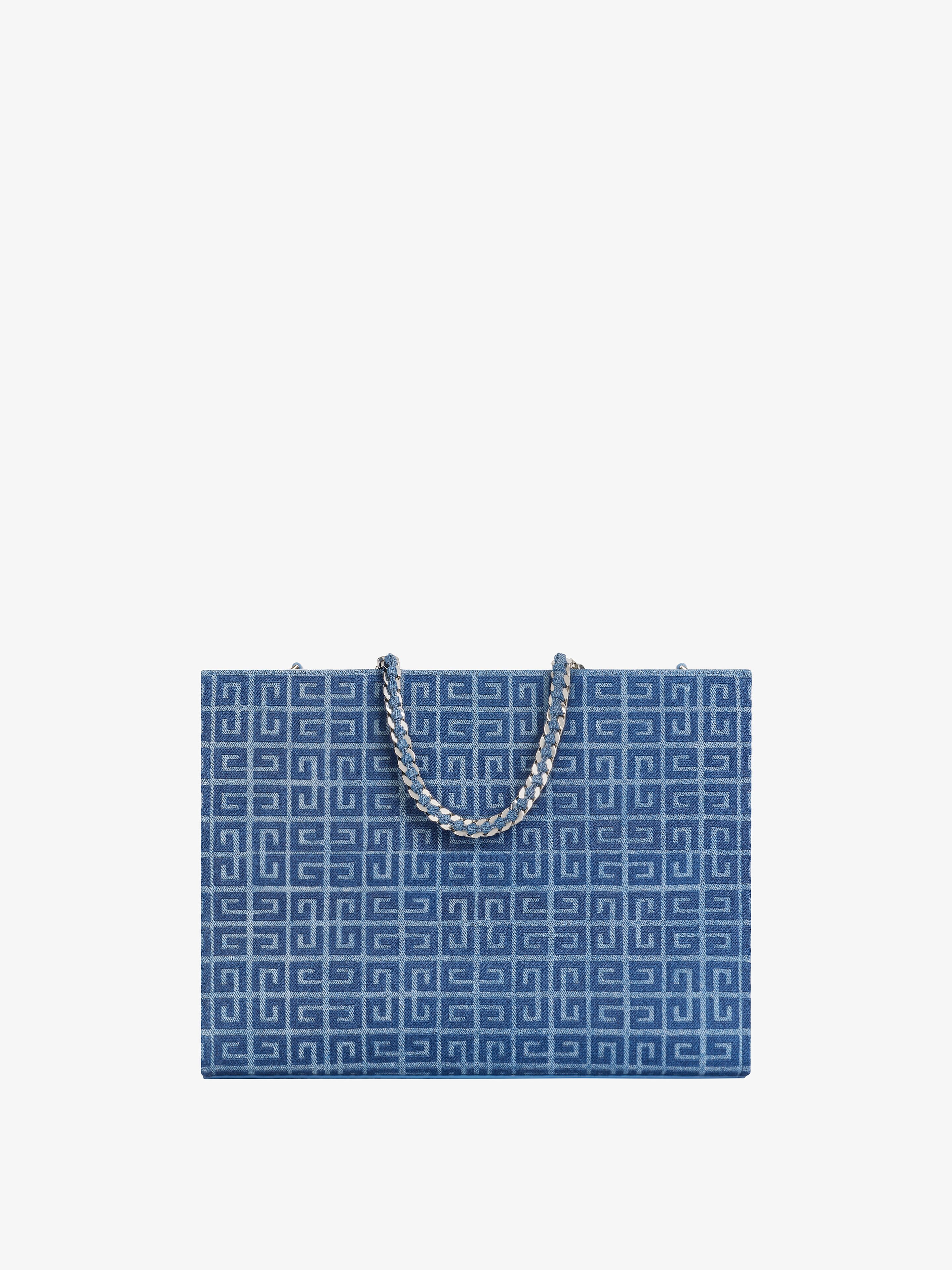 MEDIUM G-TOTE SHOPPING BAG IN 4G DENIM WITH CHAIN - 4