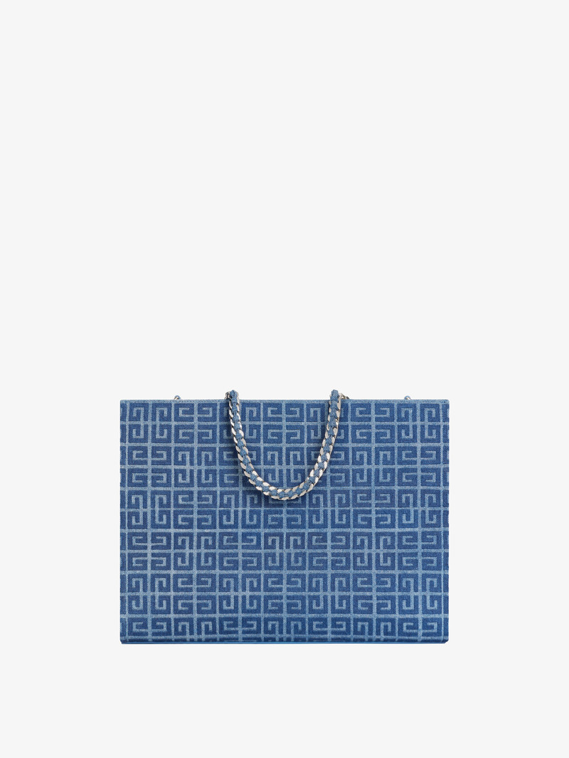 MEDIUM G-TOTE SHOPPING BAG IN 4G DENIM WITH CHAIN 4