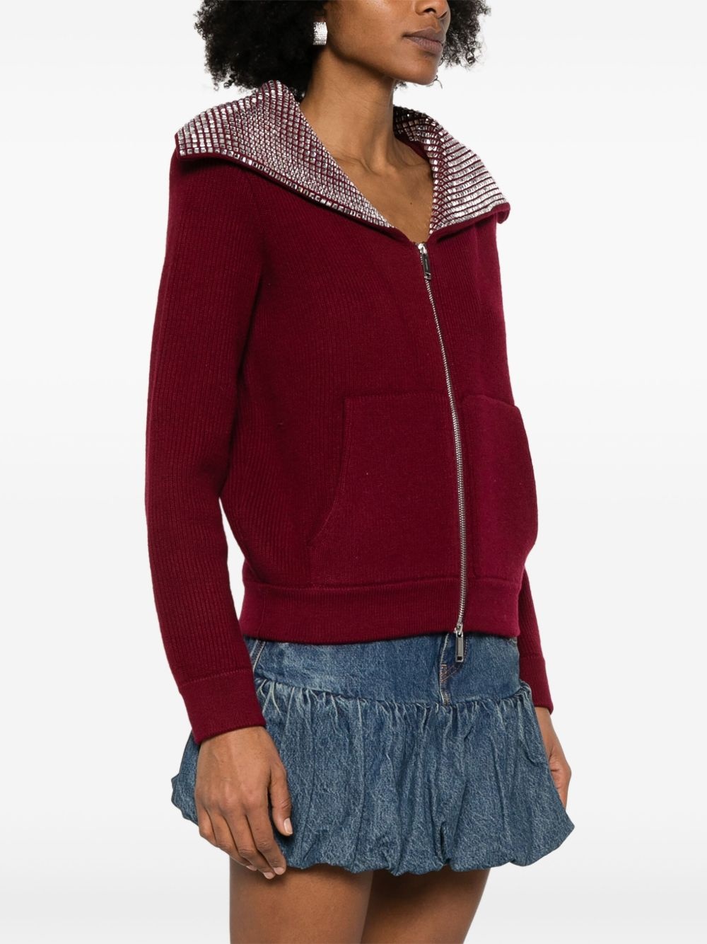 Diamante-collar cardigan - 3