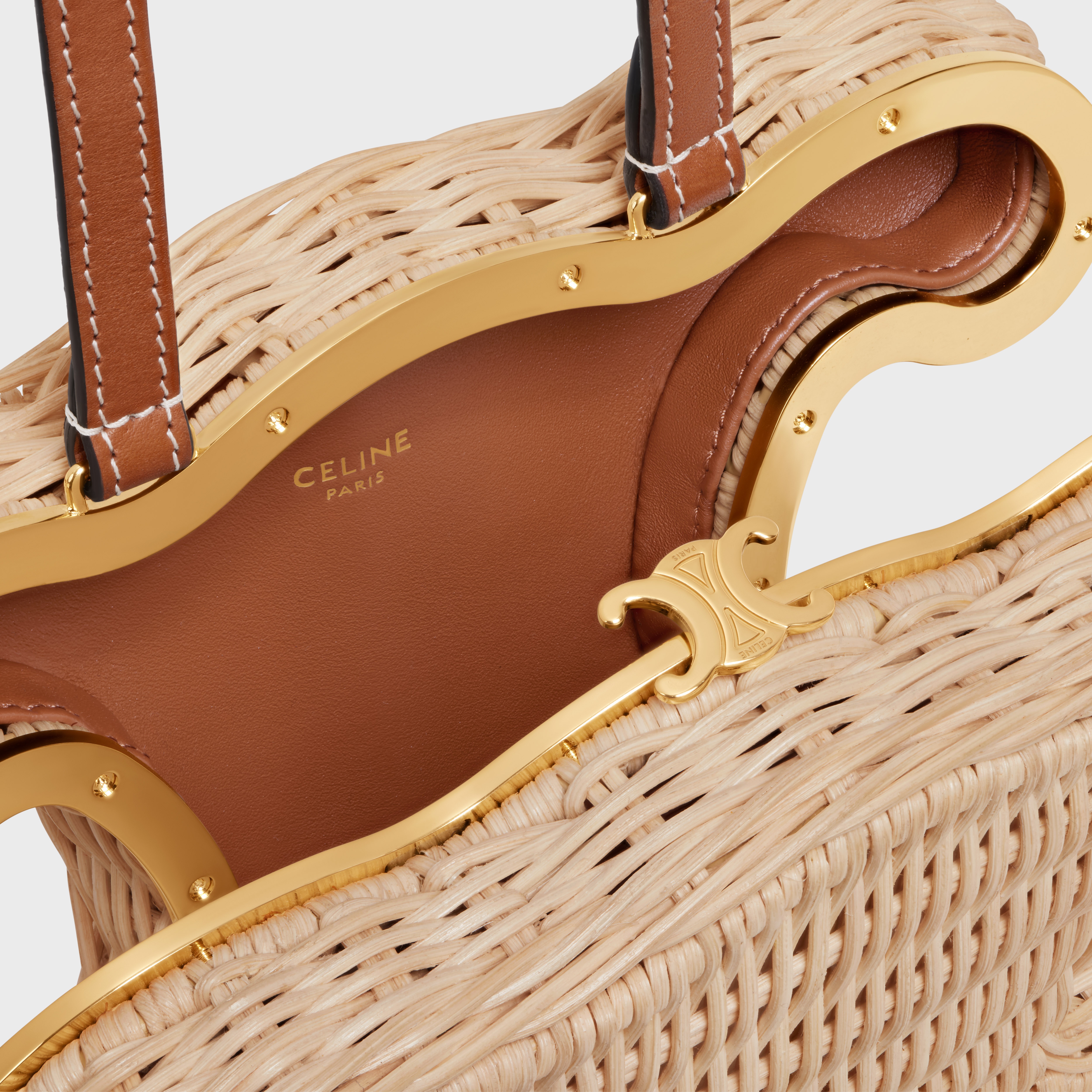 minaudière triomphe in WICKER AND NATURAL CALFSKIN - 4