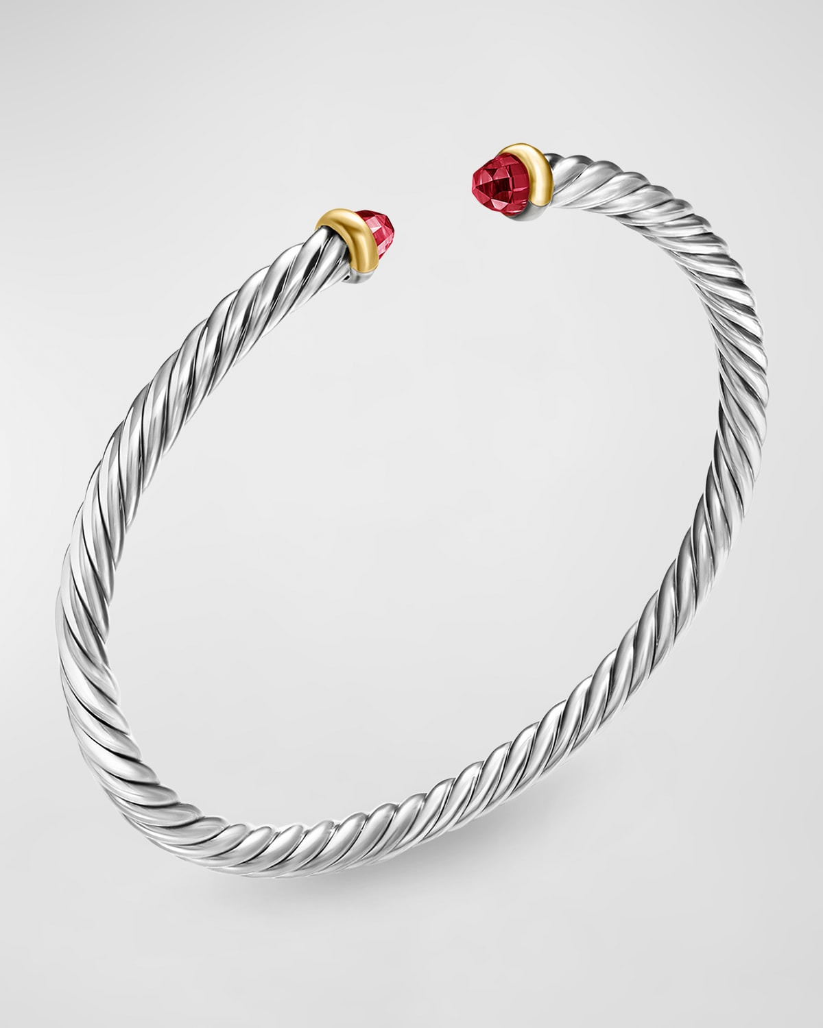 Cable Flex Bracelet with Gemstone in Silver and 14K Gold - 3